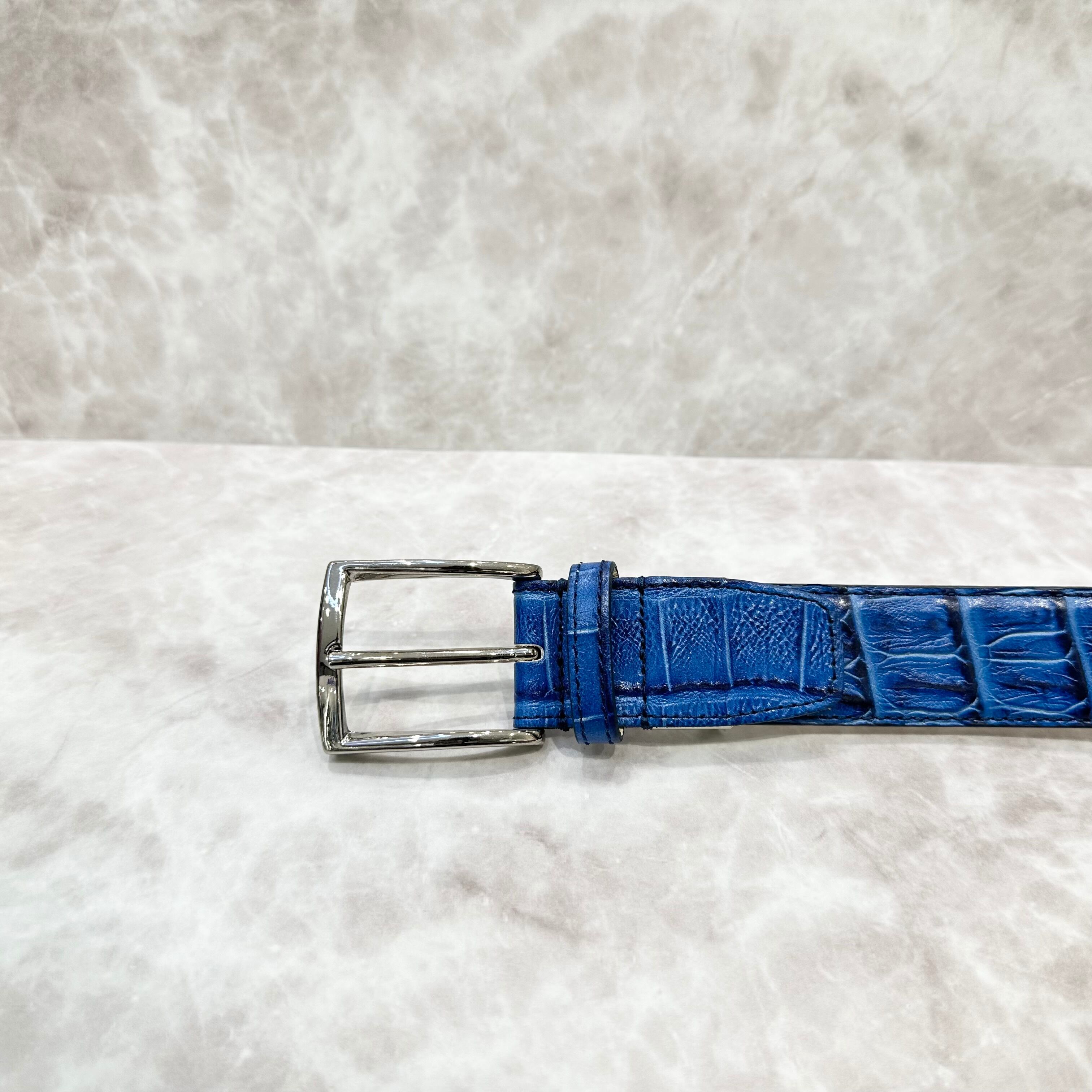 イタリア製 本牛革ベルト【ブルー】