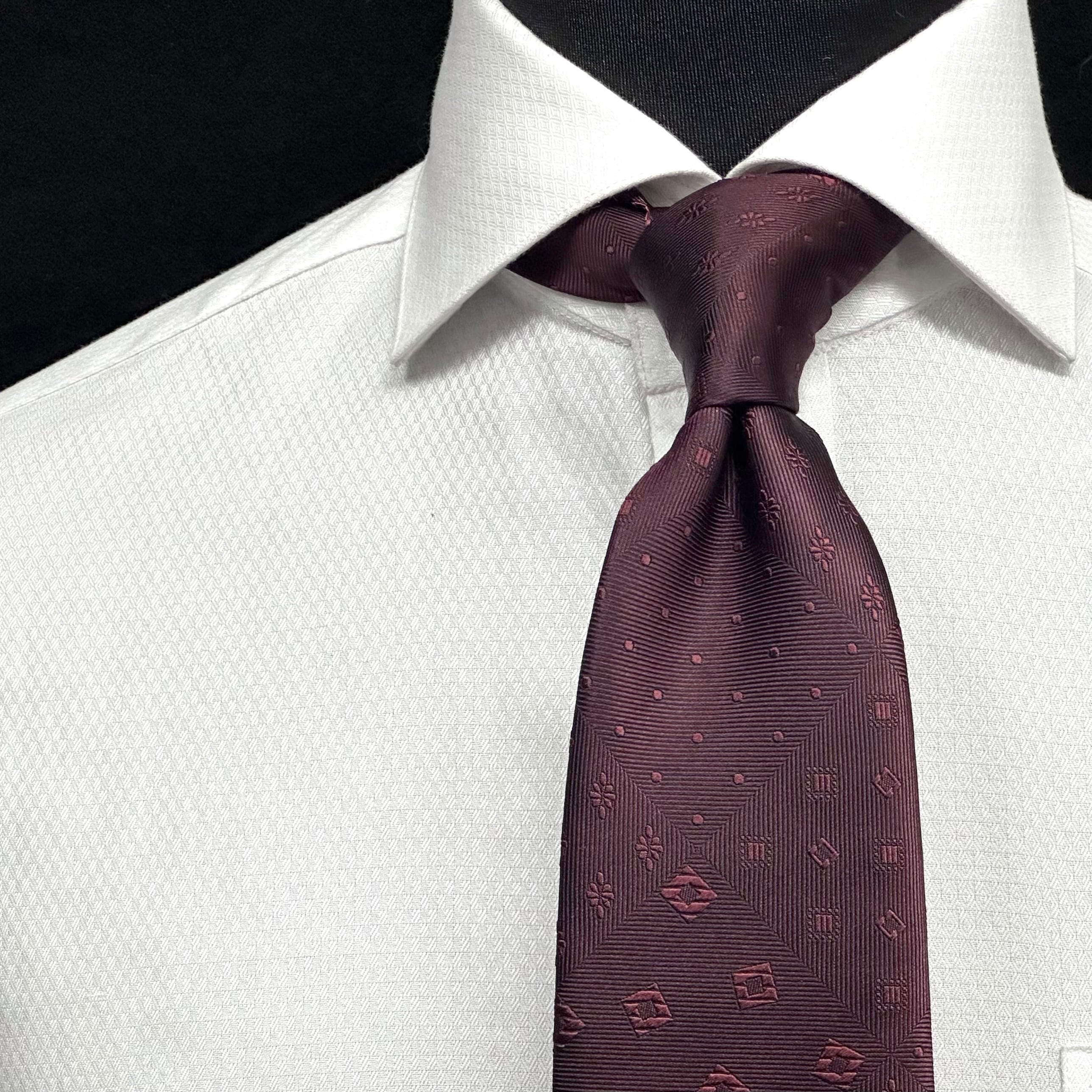 パッチワーク風ソリッドタイ【エンジ】