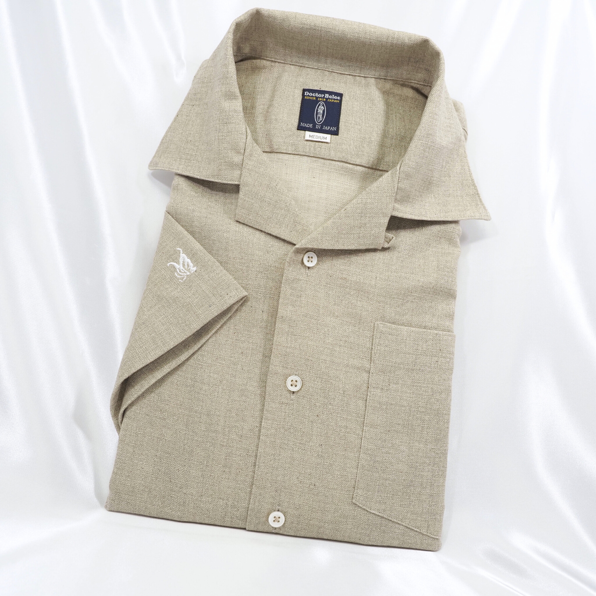 【開襟シャツ 半袖 M】 N325103 クリーム