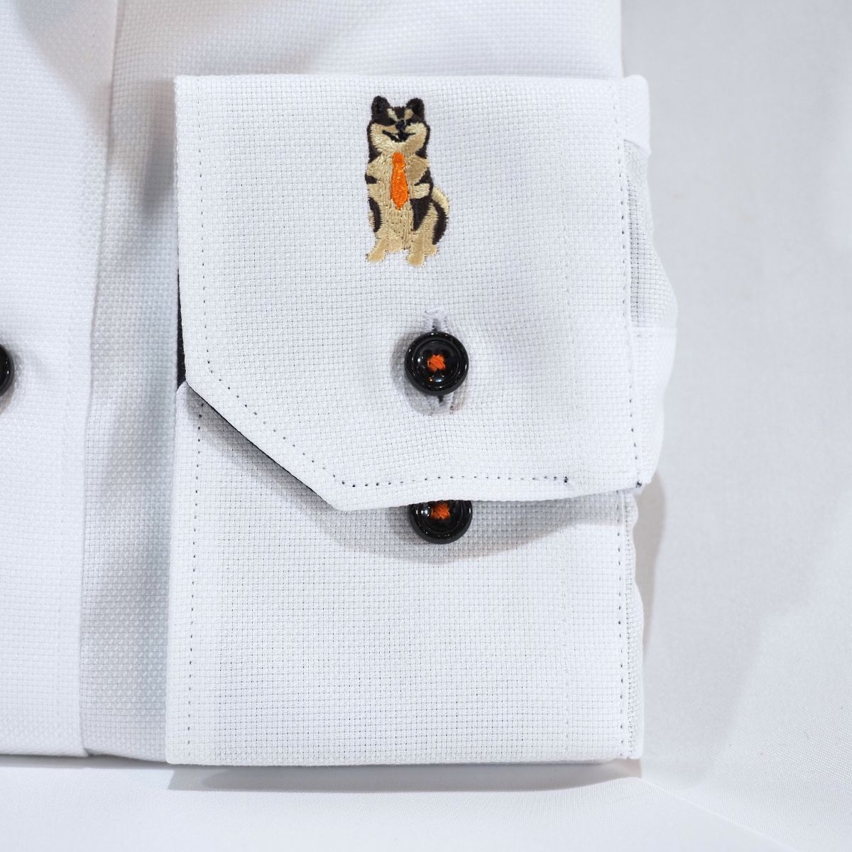 【長袖 M】左カフス柴犬刺繍シャツ