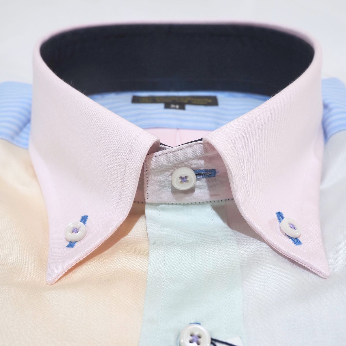本縫い 4色パステルクレイジー 長袖シャツ｜パステルカラー・M