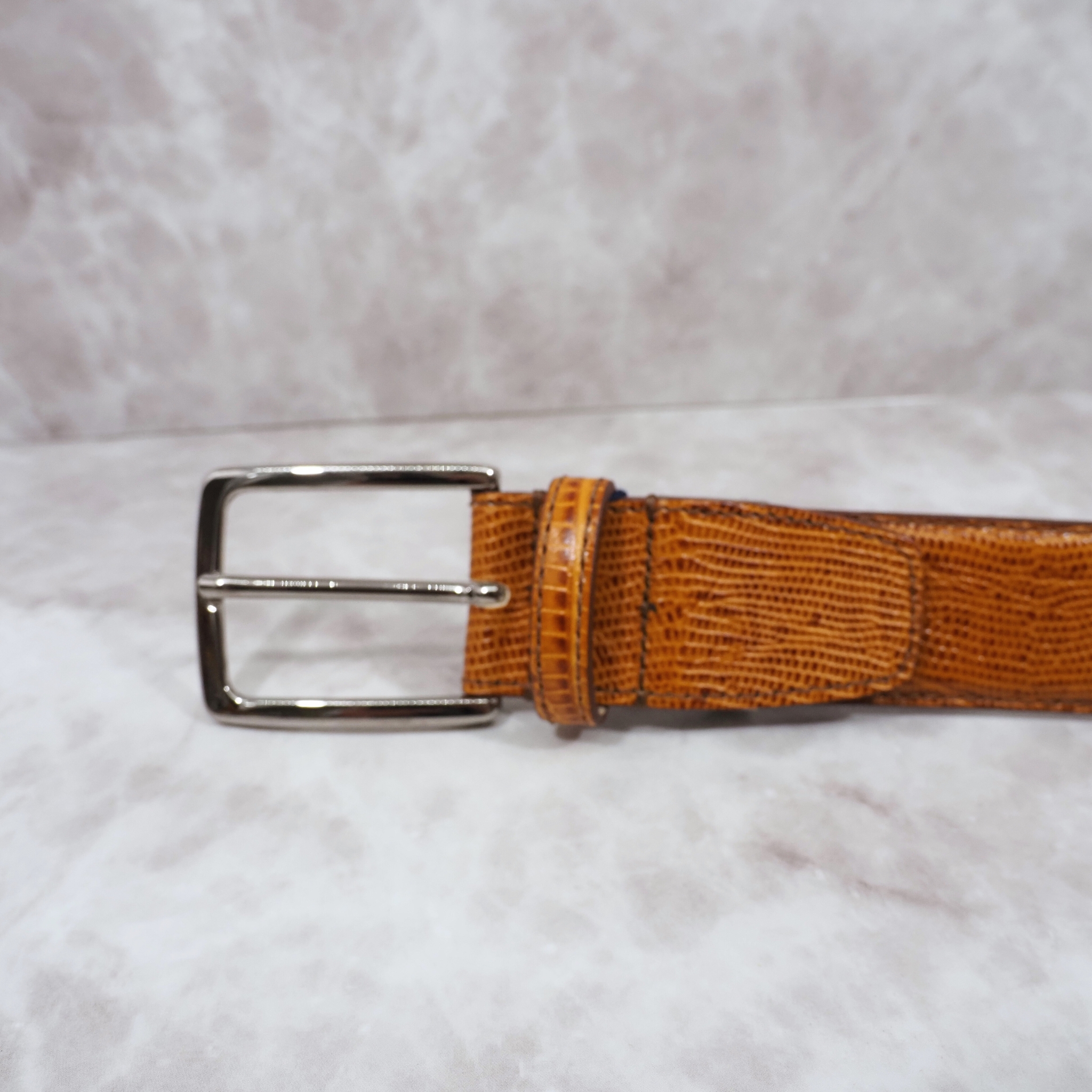 イタリア製 本牛革ベルト【オレンジ】