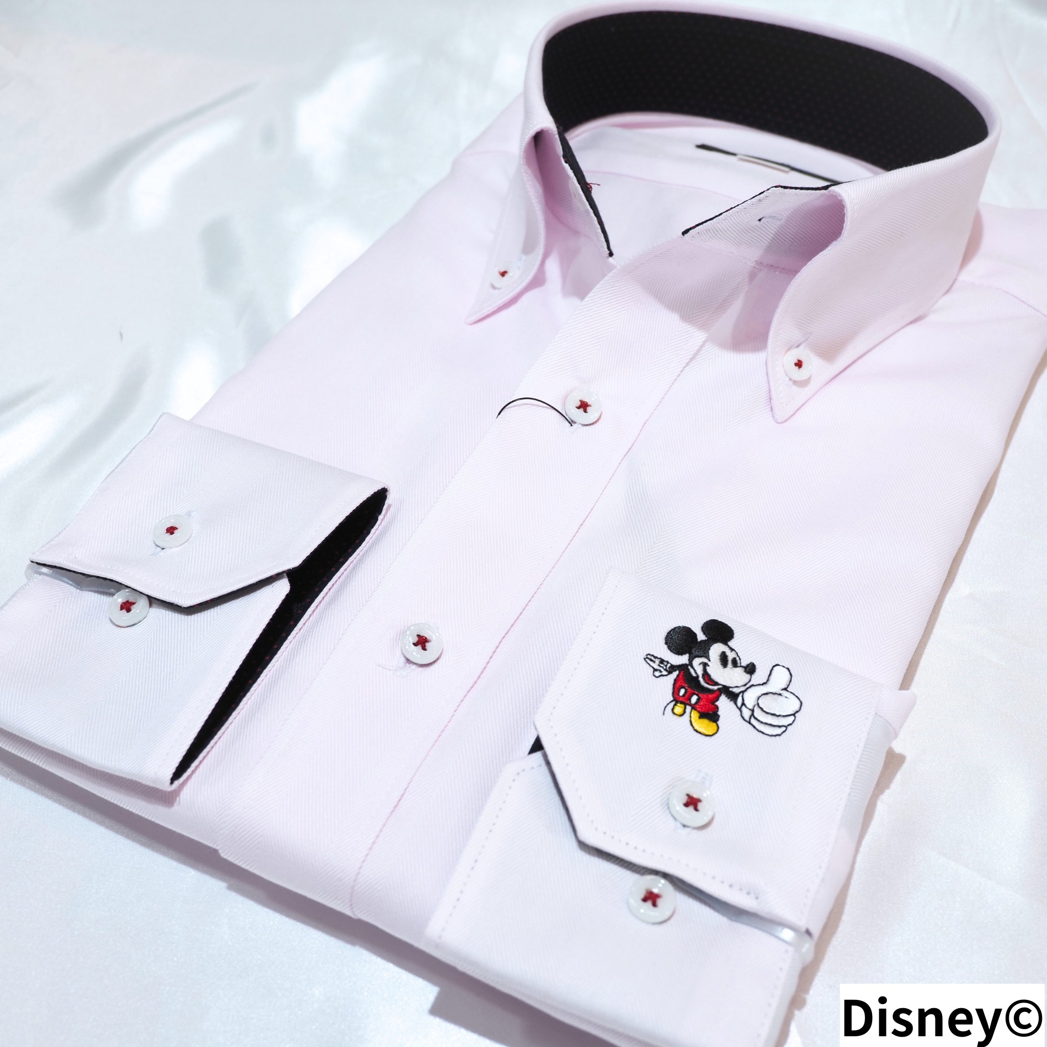 【Disney／ミッキー】刺繍ワイシャツ Mサイズ