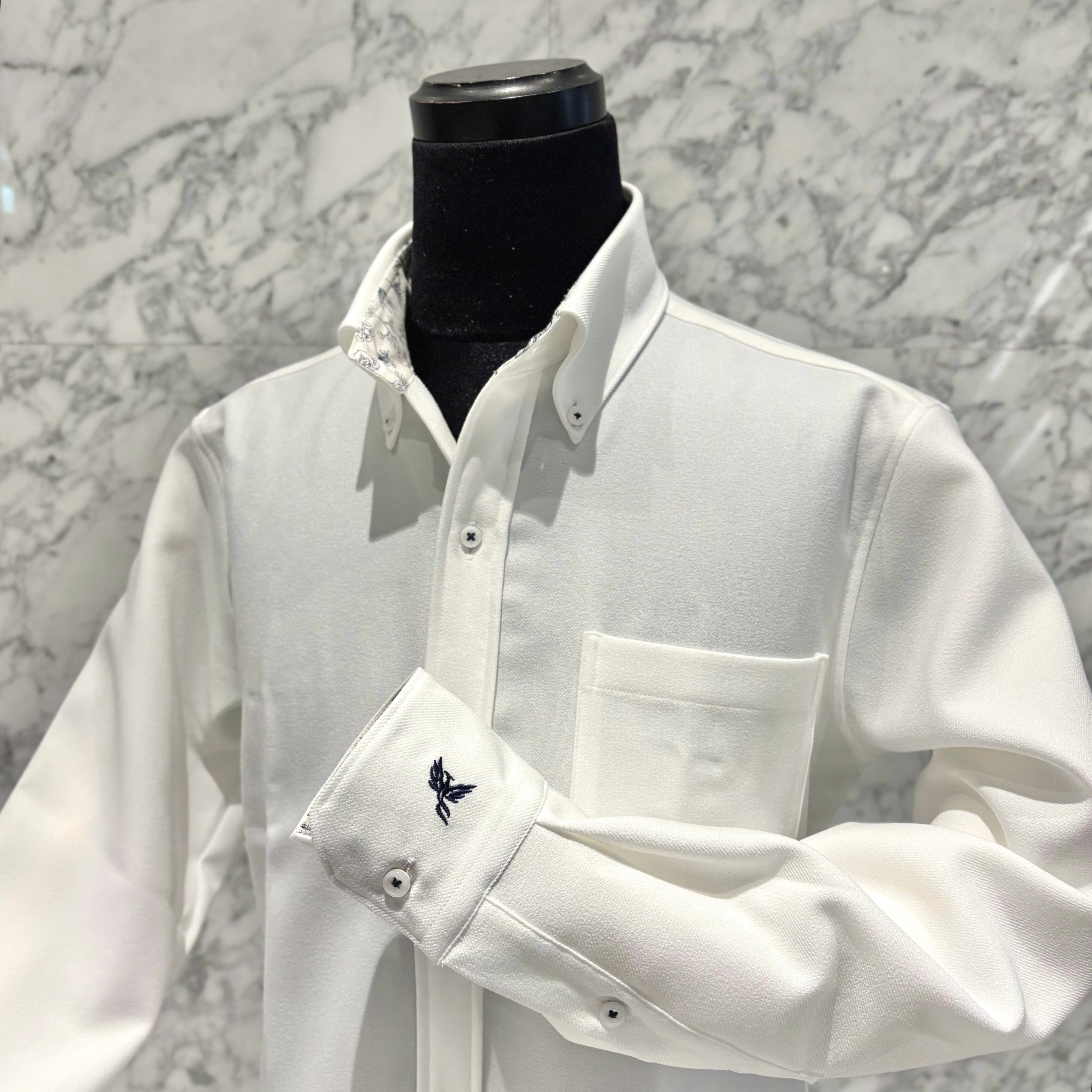 【メランジポリ L】ビジネスカジュアルシャツ長袖