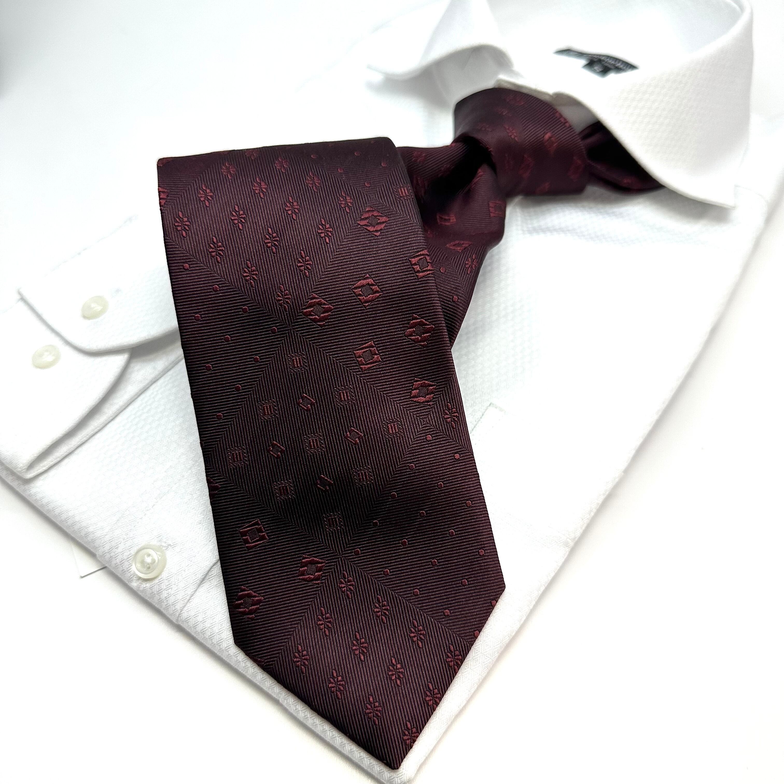 パッチワーク風ソリッドタイ【エンジ】