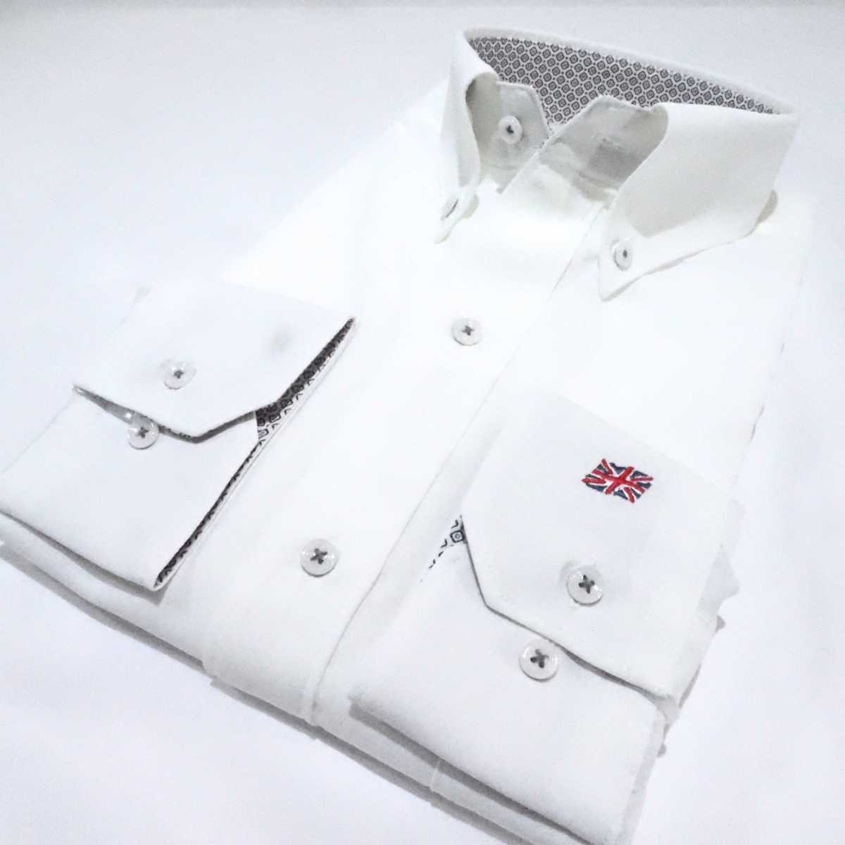 【メランジポリ M】ビジネスカジュアルシャツ長袖　N326105-1