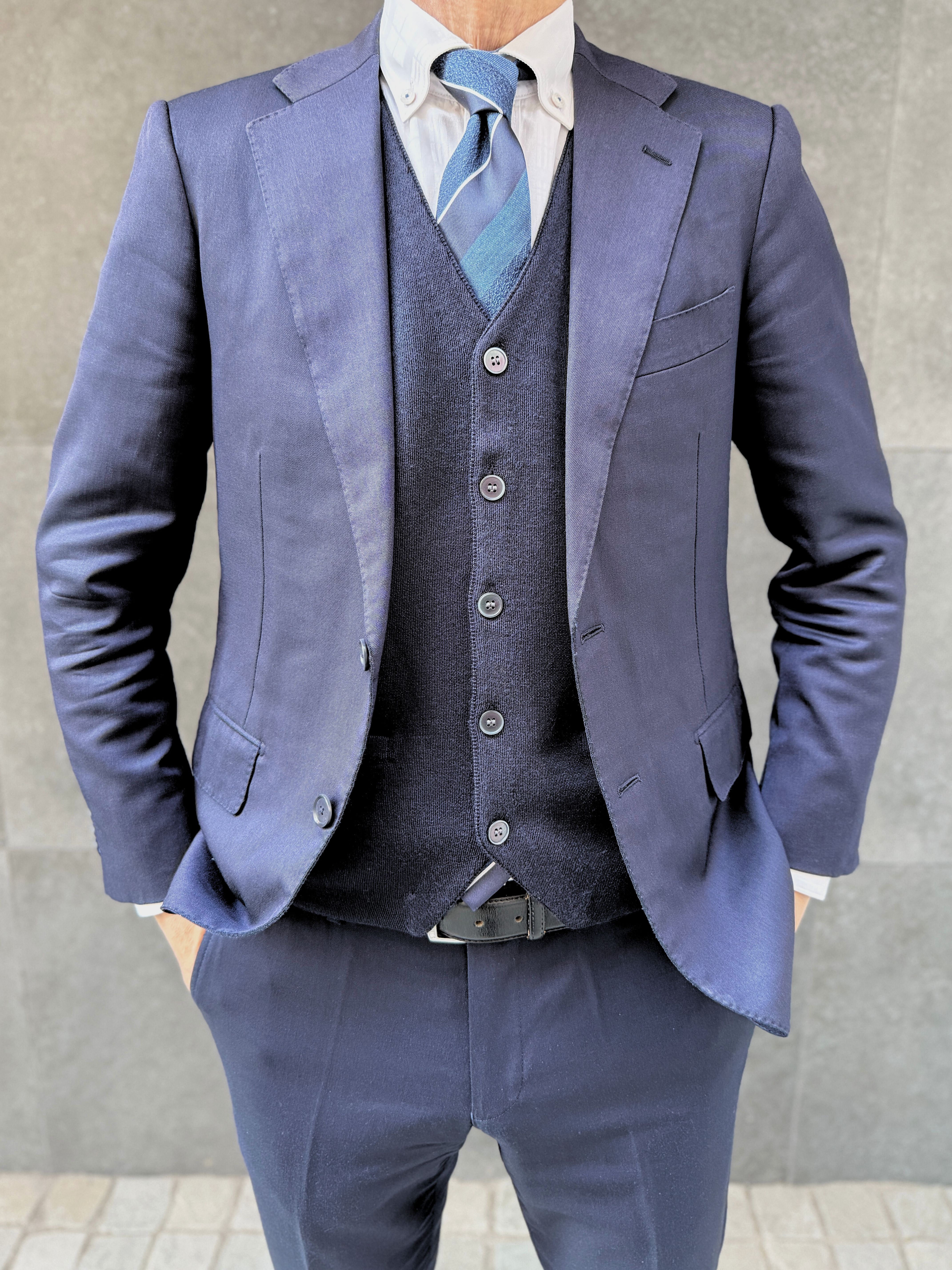 【オリジナルニットベスト L】ネイビー KN5103-25DB-3