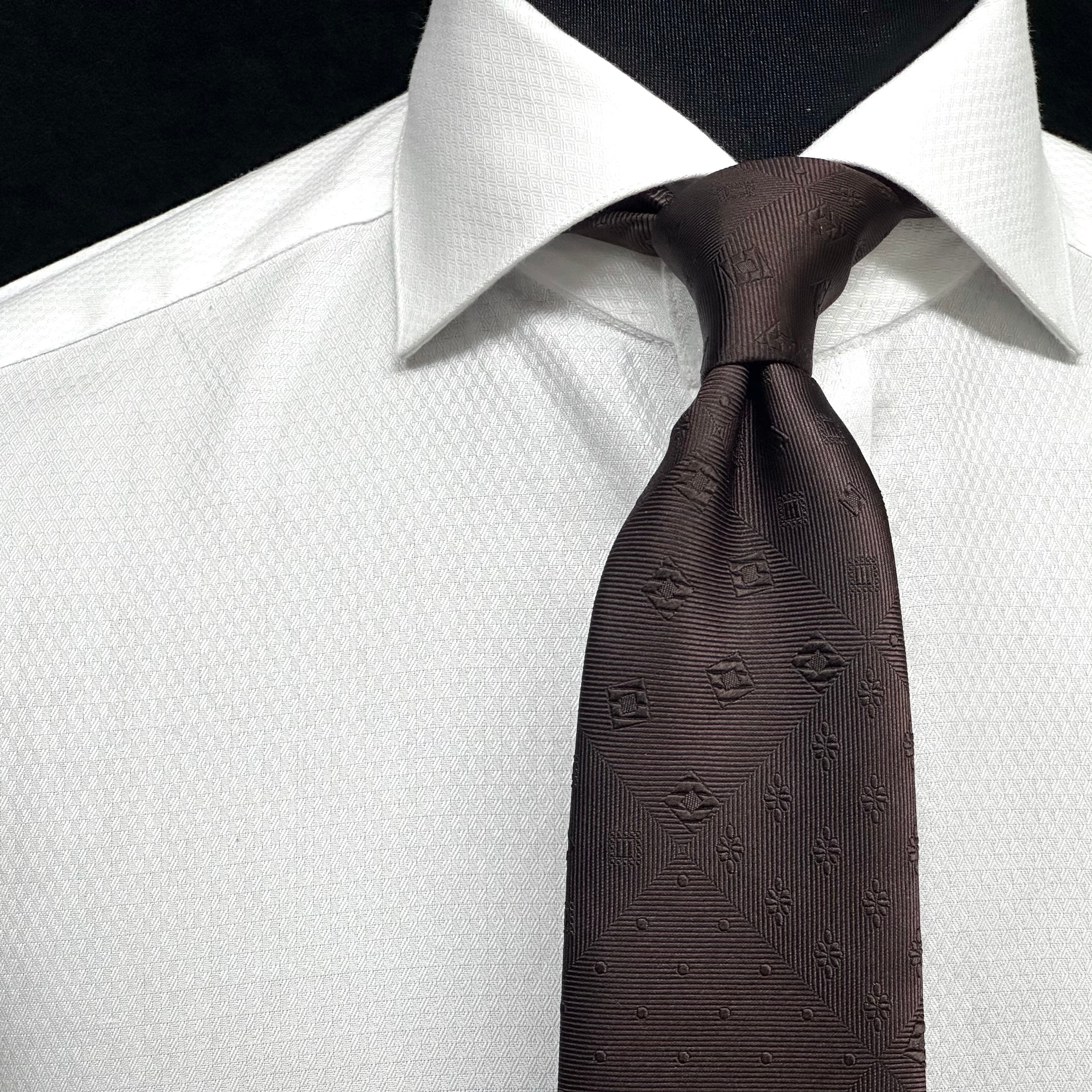 パッチワーク風ソリッドタイ【ブラウン】