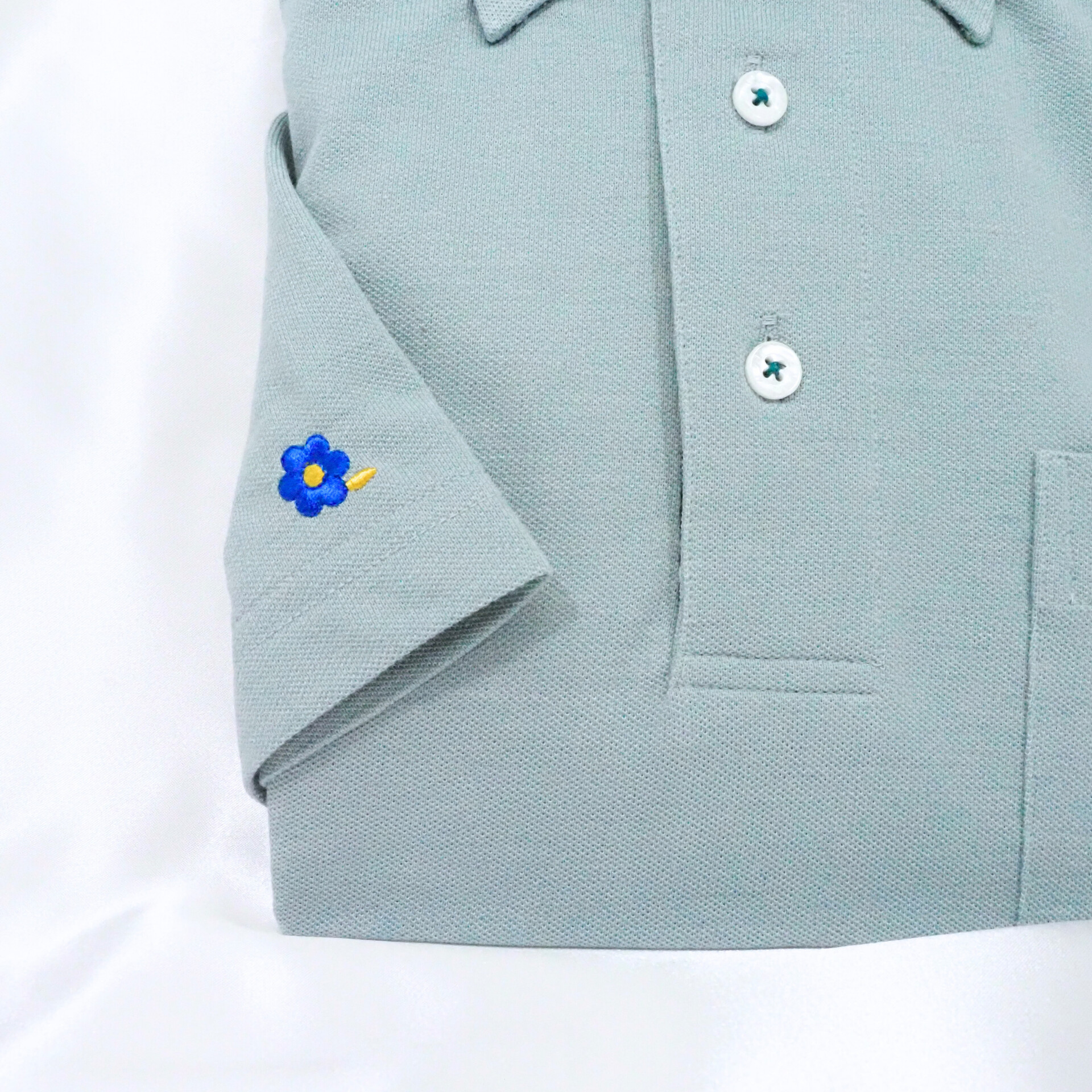 【半袖 L】ニットポロシャツ　324983-1　パールグリーン