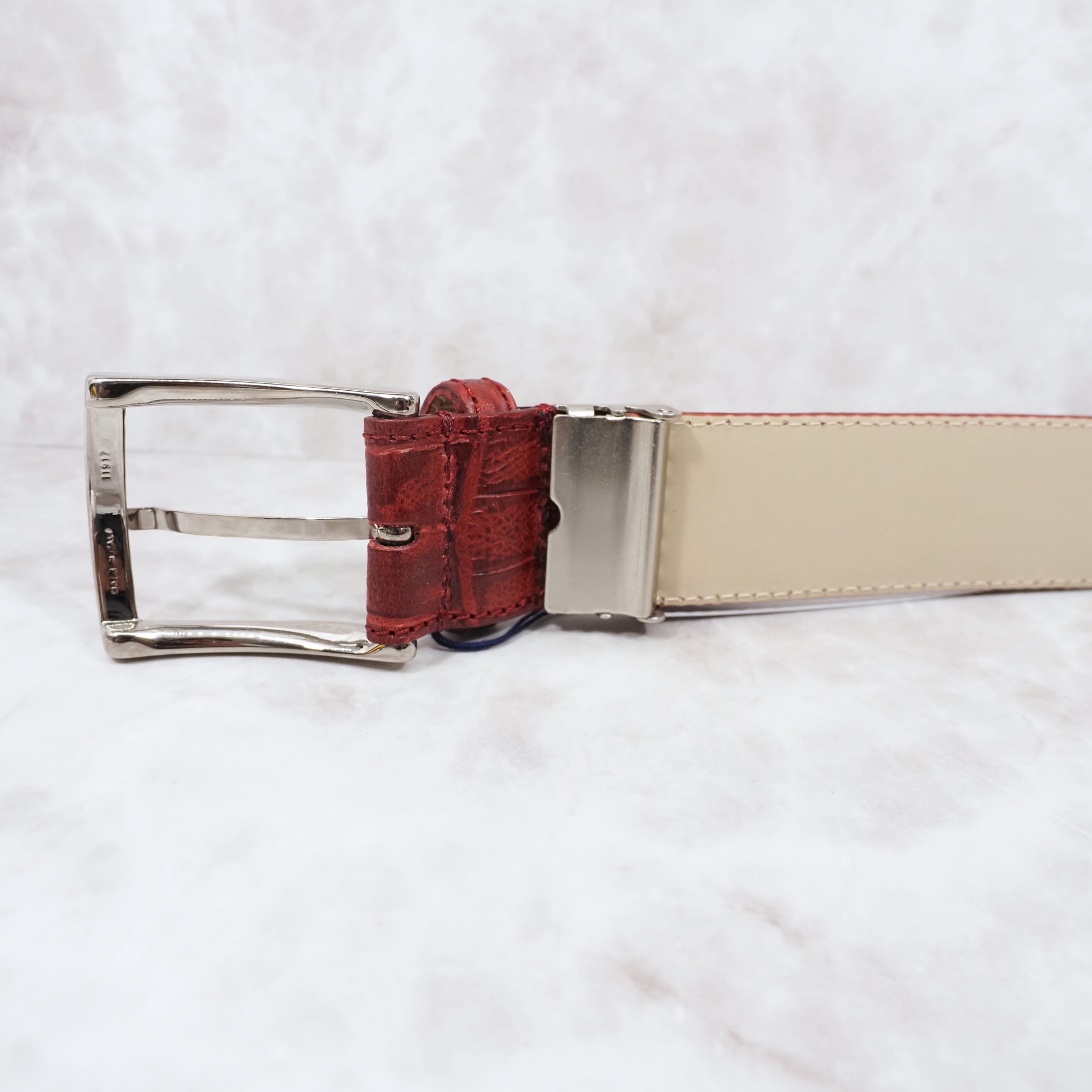 イタリア製 本牛革ベルト【レッド】