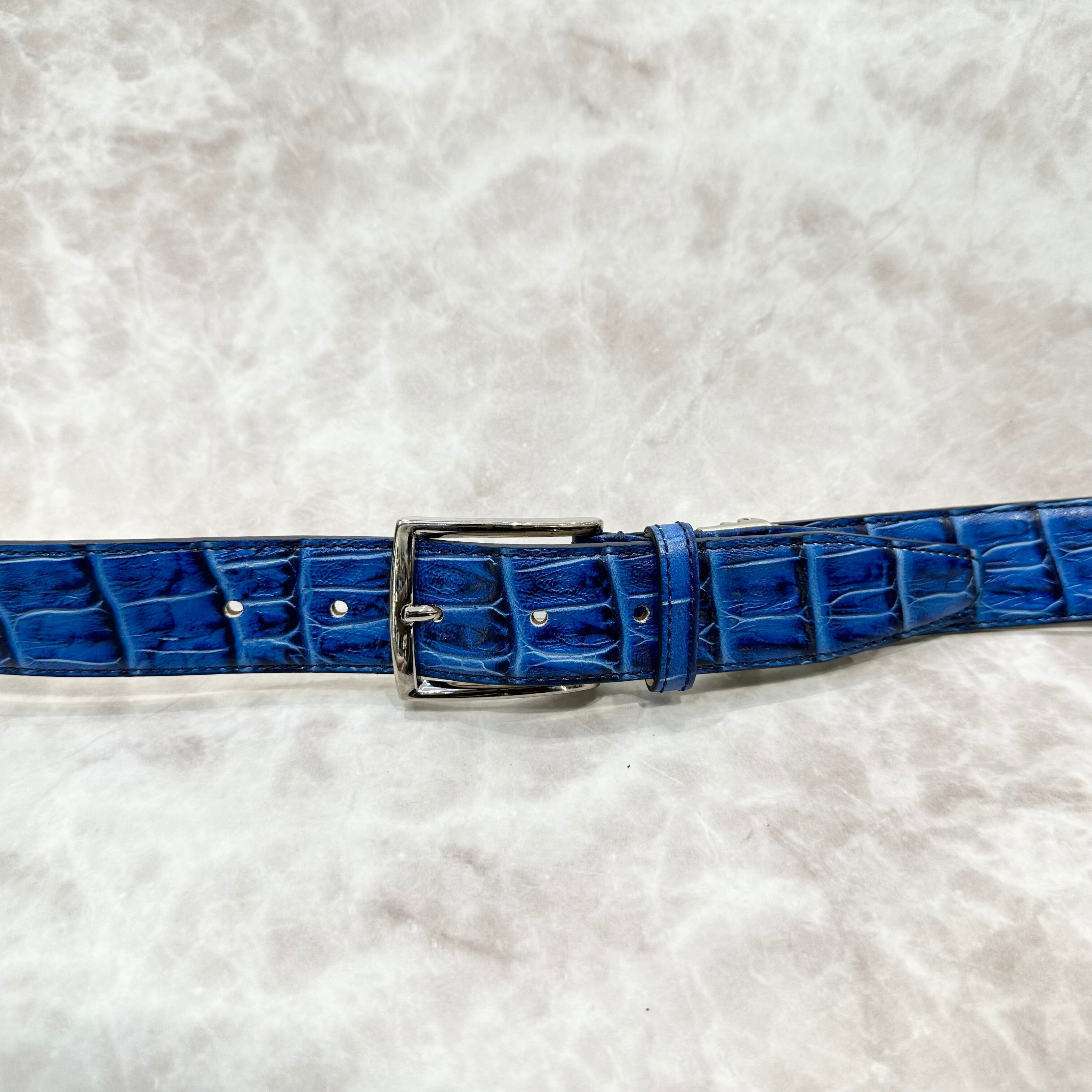 イタリア製 本牛革ベルト【ブルー】