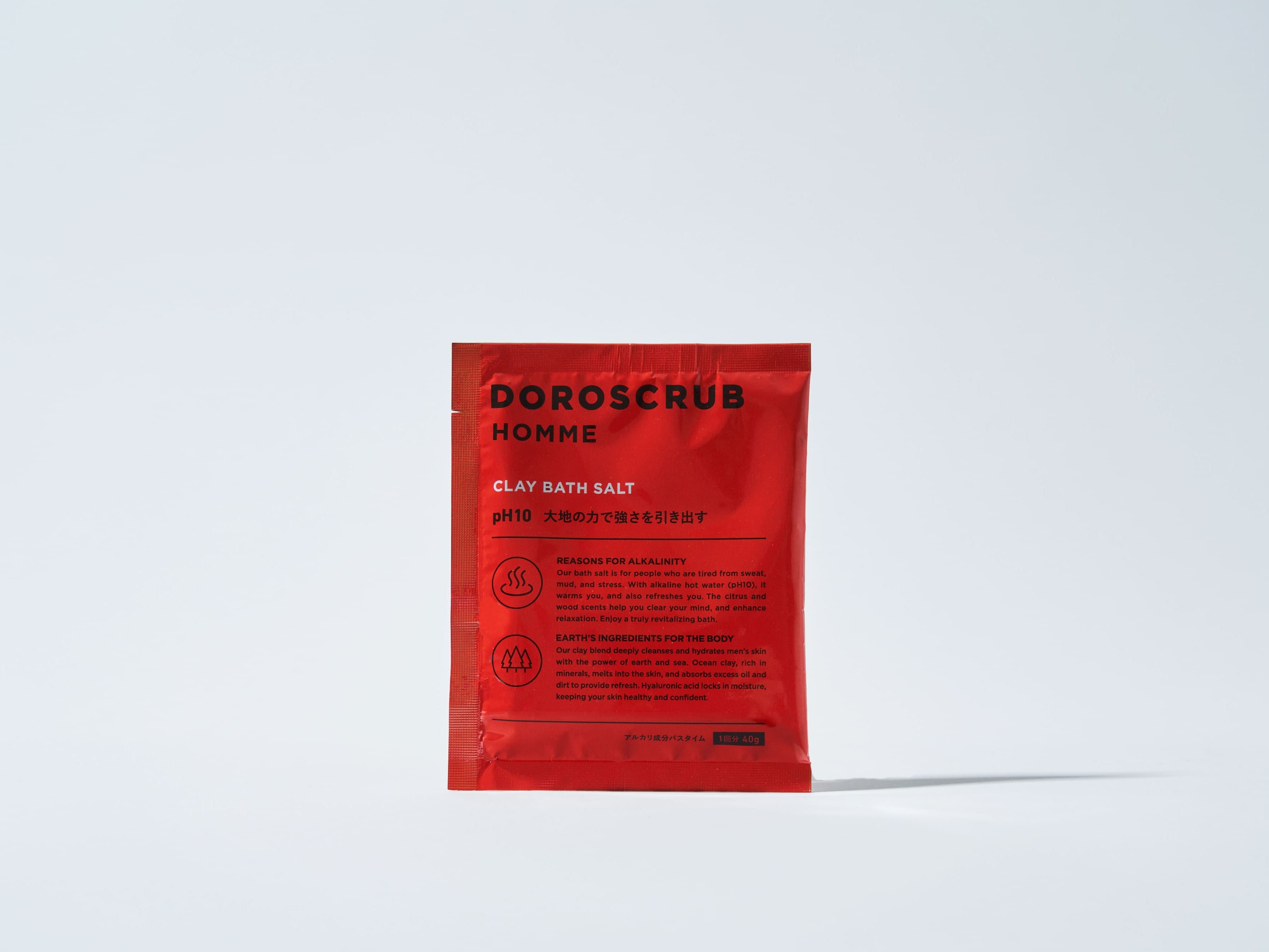 DOROSCRUB クレイバスソルト 40g（個包装）｜クレイ×pH10×ウッディな香りで温活