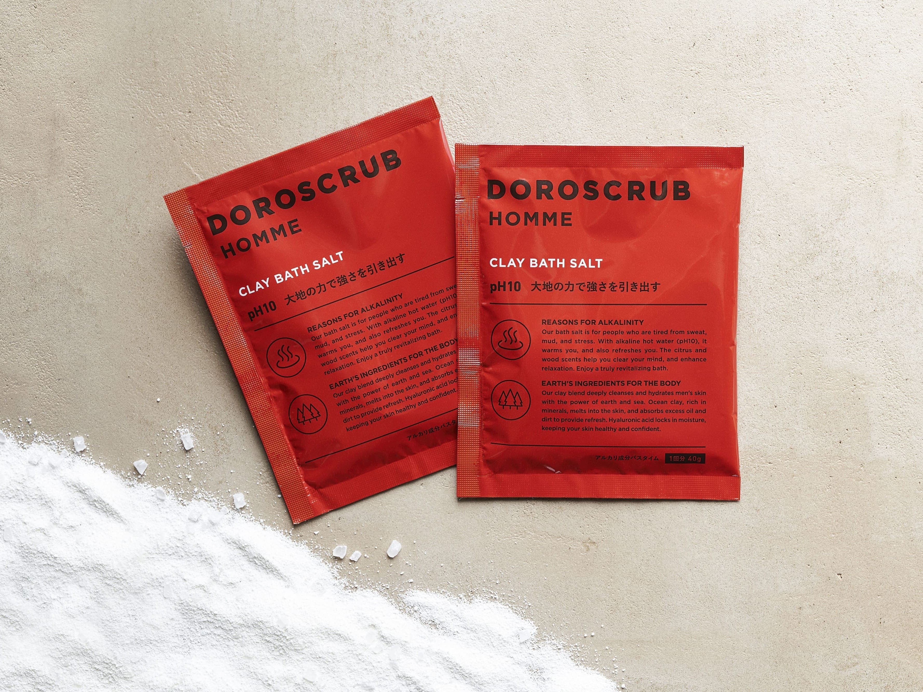 DOROSCRUB クレイバスソルト 40g（個包装）｜クレイ×pH10×ウッディな香りで温活