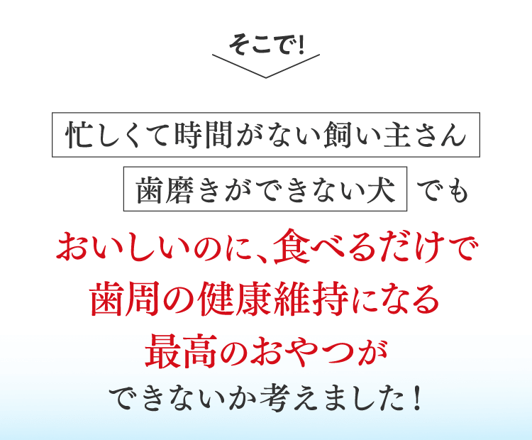 おいしいのに、食べるだけで歯周病対策になる最高のおやつができないか考えました!