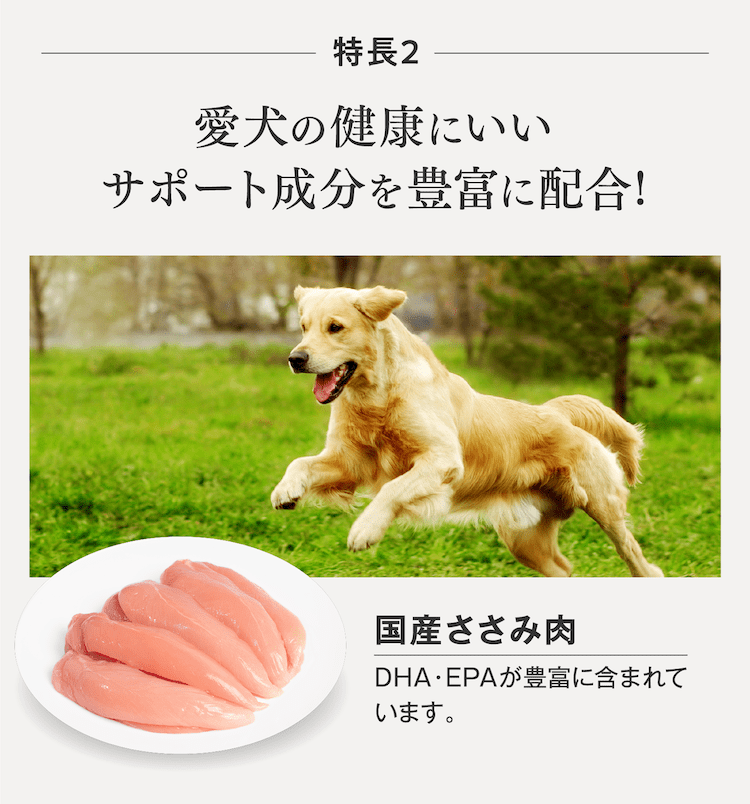 愛犬の健康にいいサポート成分を豊富に配合!