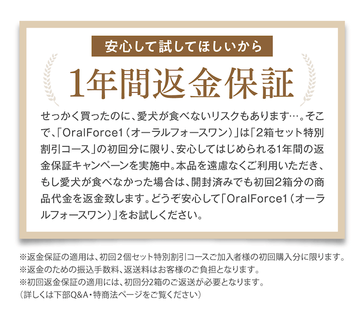 1年間返金保証