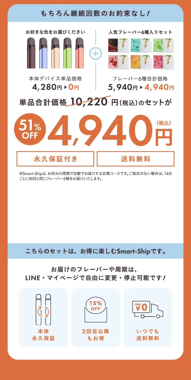 もちろん継続回数のお約束なし！