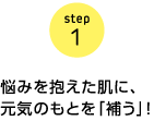 step1 悩みを抱えた肌に、元気のもとを「補う」!