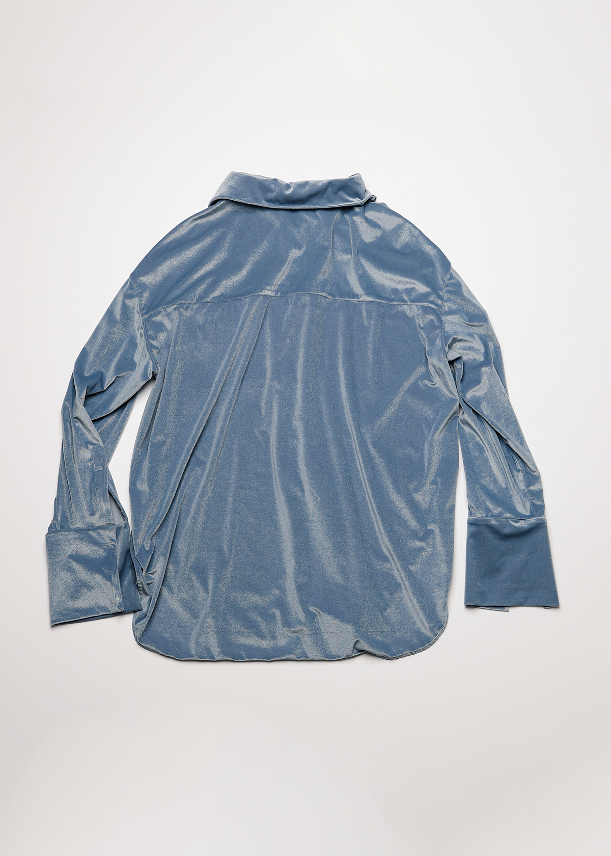 Sheer Velours Easy Shirts サイズ: F, カラー: ブルー