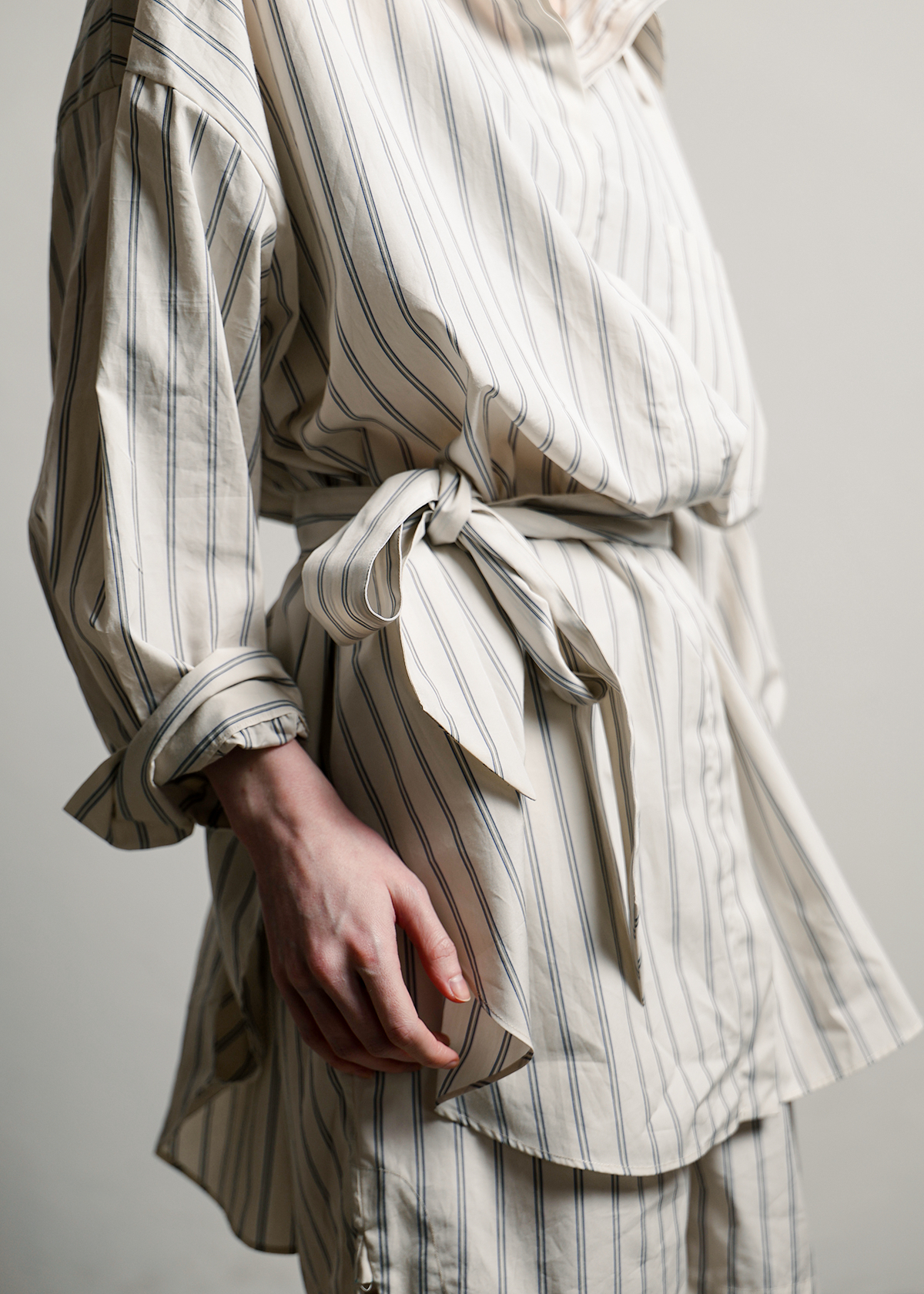 Supima Cotton Typewriter Stripe Big Shirts サイズ: F, カラー: オフホワイト