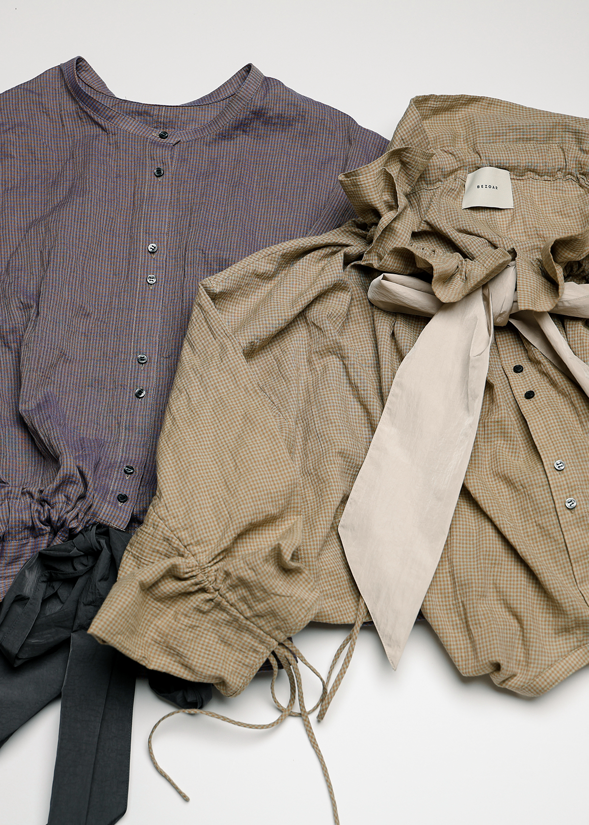 C/Pu Gingham CK Way Blouse サイズ: F, カラー: パープル