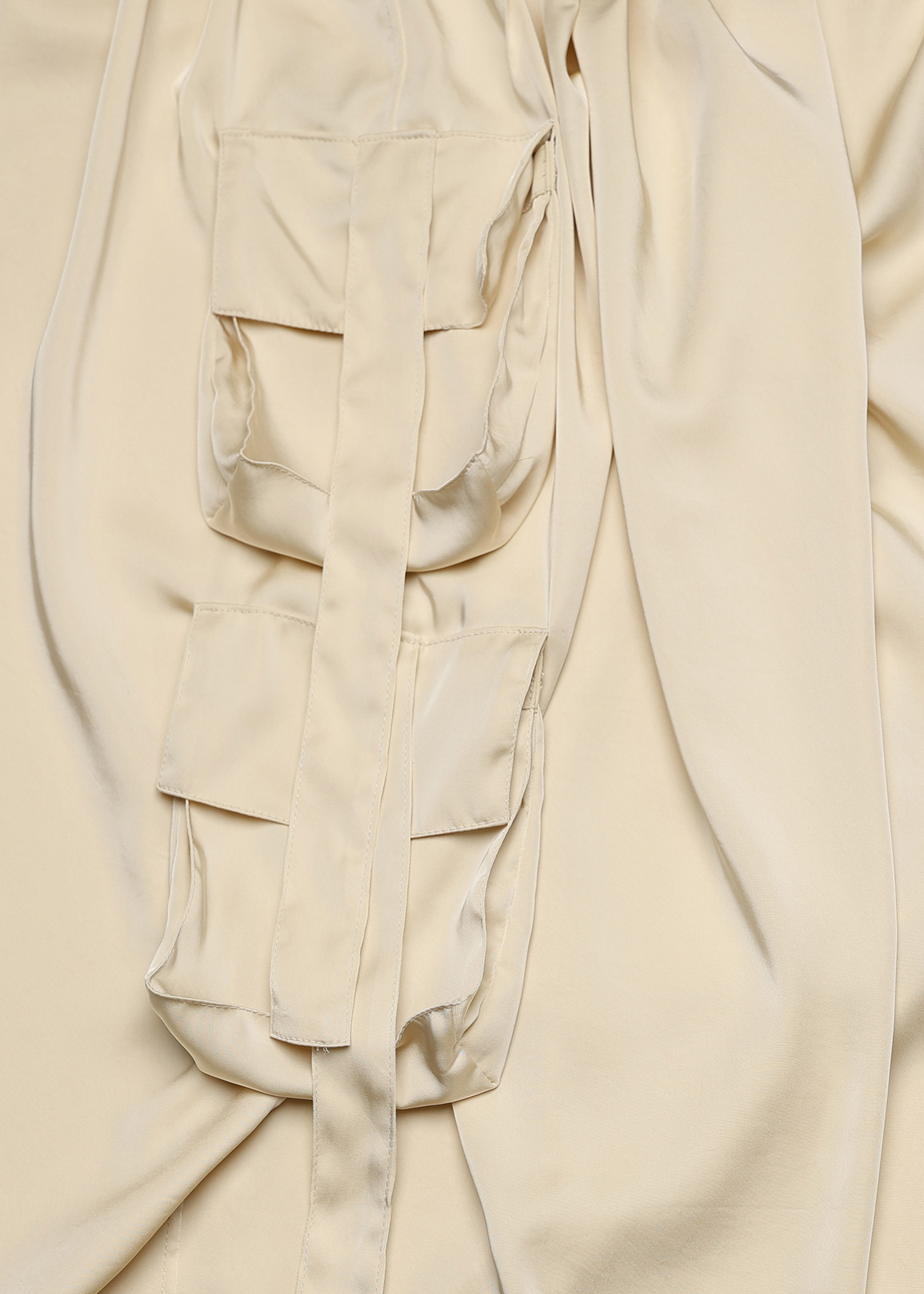 Vintage Satin Stretch Cargo Pants サイズ: F, カラー: ベージュ