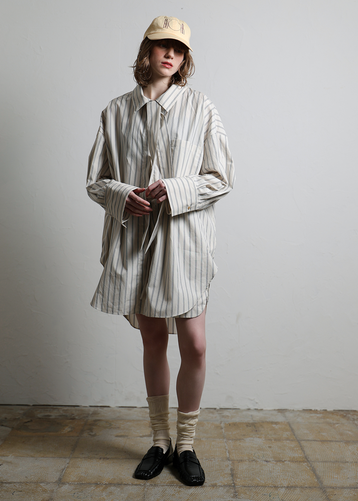 Supima Cotton Typewriter Stripe Big Shirts サイズ: F, カラー: オフホワイト