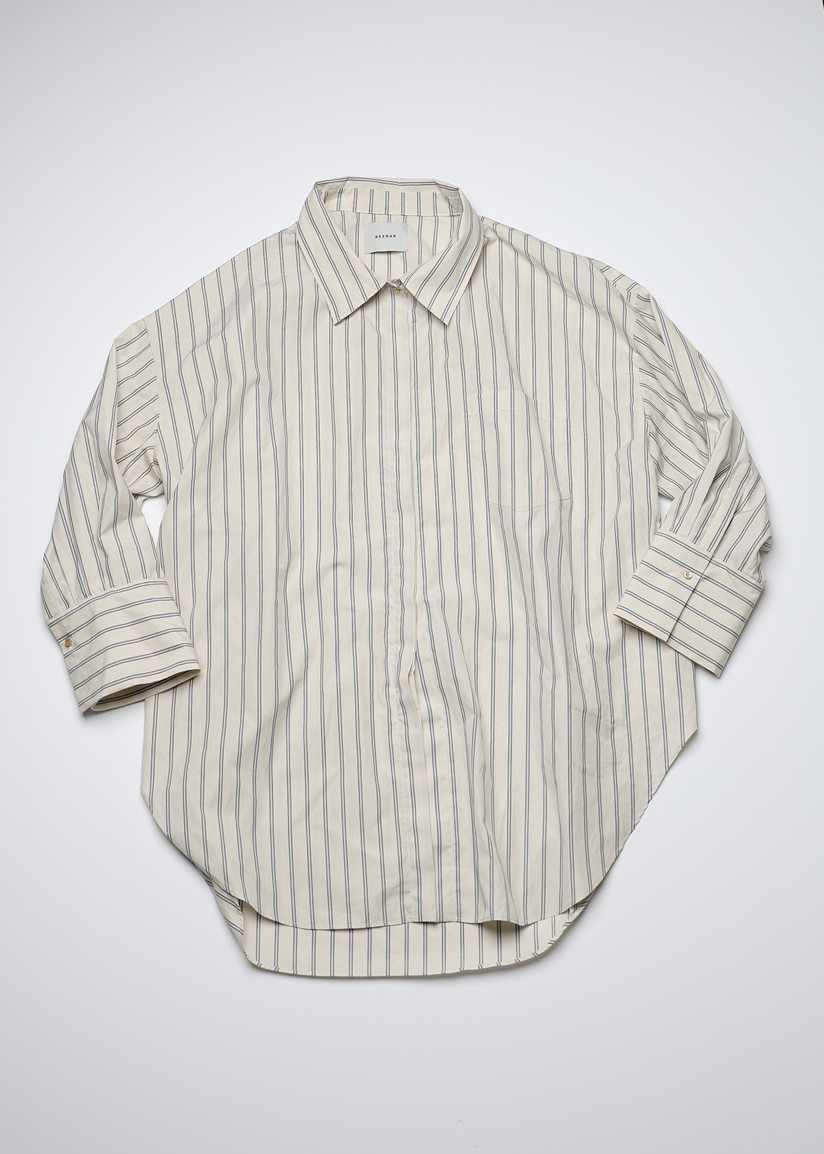 Supima Cotton Typewriter Stripe Big Shirts サイズ: F, カラー: オフホワイト
