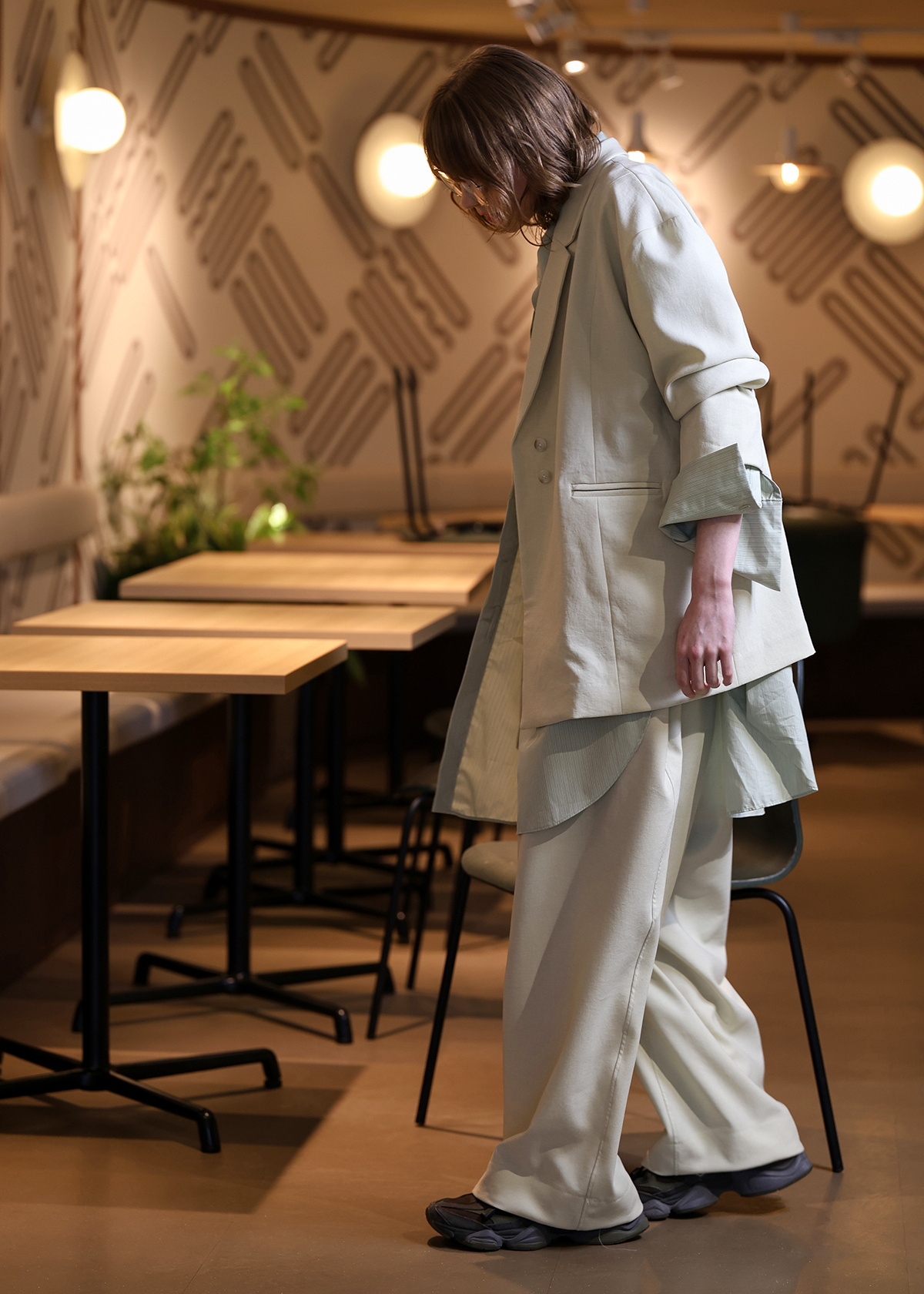 Matte Stretch Side Tuck Pants サイズ: F, カラー: ベージュ