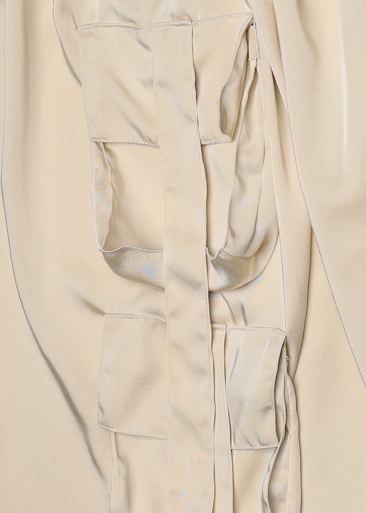 Vintage Satin Stretch Cargo Pants サイズ: F, カラー: ベージュ