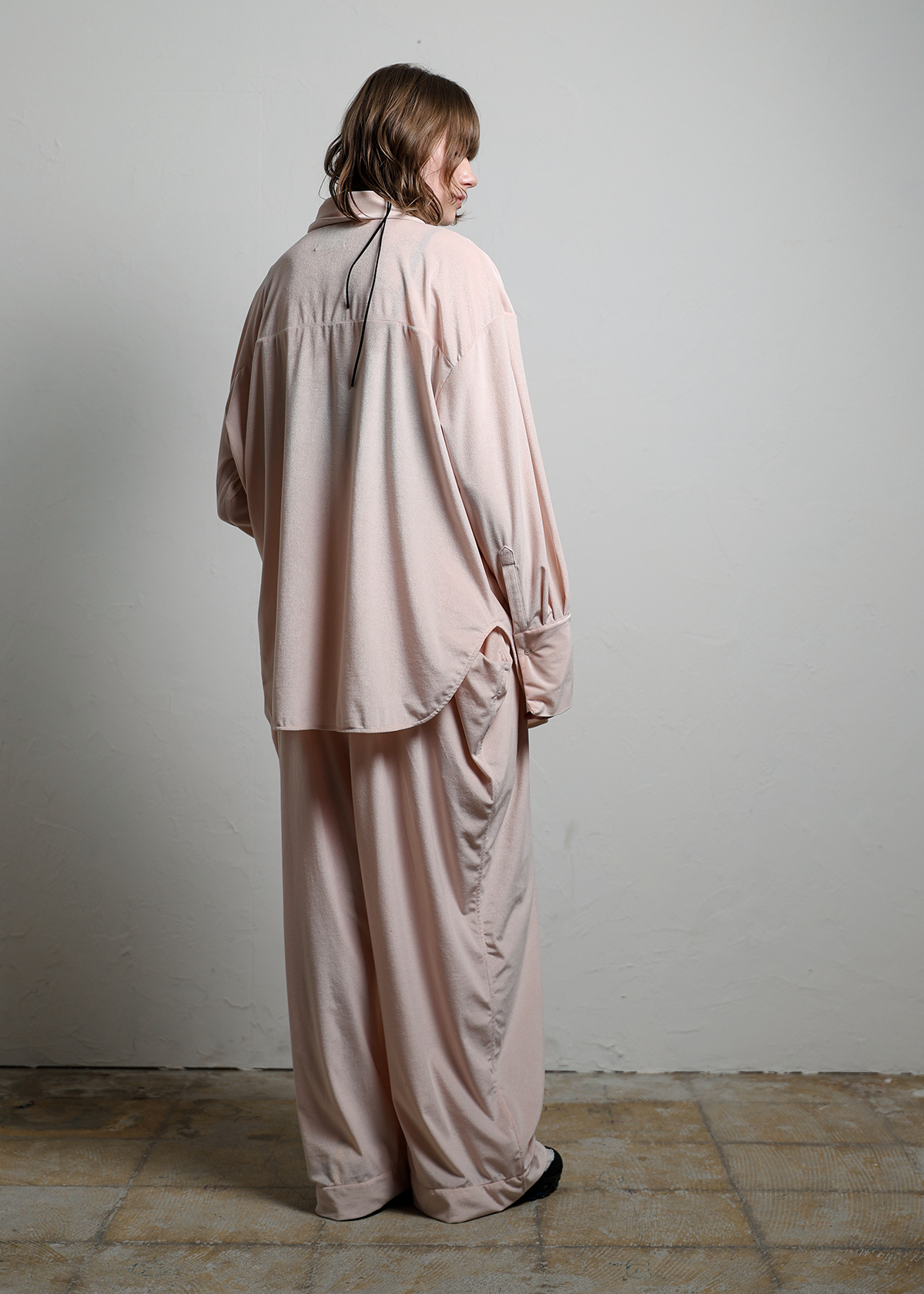 Sheer Velours Easy Shirts サイズ: F, カラー: ブルー