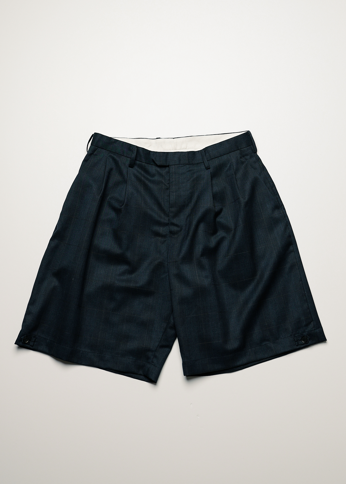 Super 100's -2/1 Wool Glen Plaid Short Pants サイズ: F, カラー: ブルー