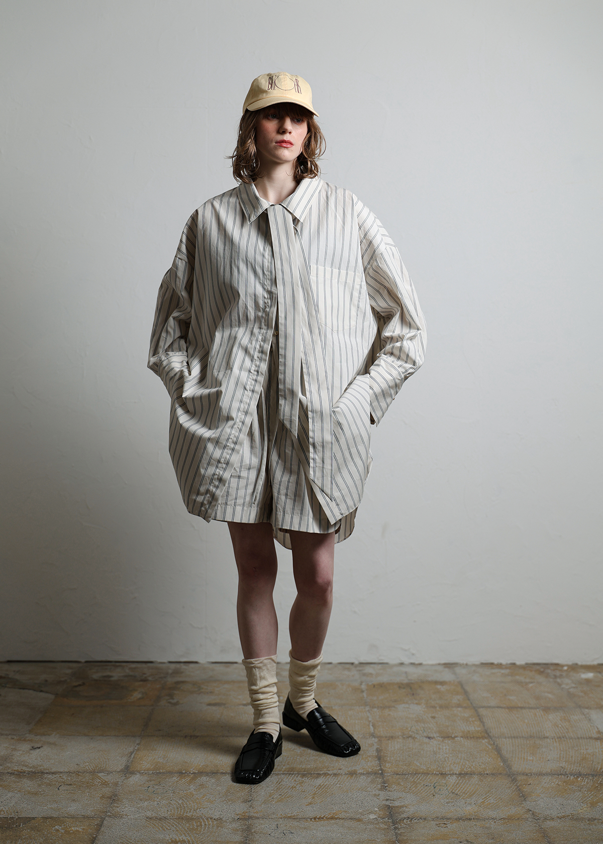 Supima Cotton Typewriter Stripe Big Shirts サイズ: F, カラー: オフホワイト