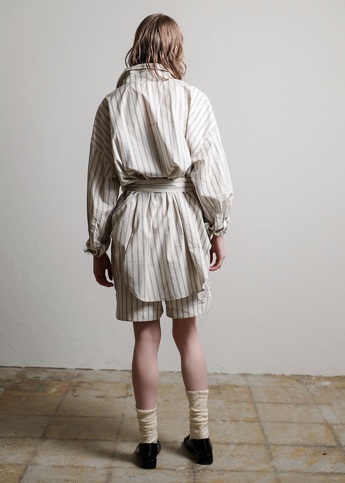 Supima Cotton Typewriter Stripe Big Shirts サイズ: F, カラー: オフホワイト