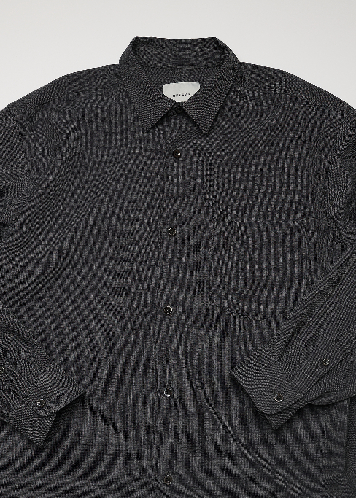 Dry Melange Dobby Chidori Dress Shirts サイズ: F, カラー: チャコール