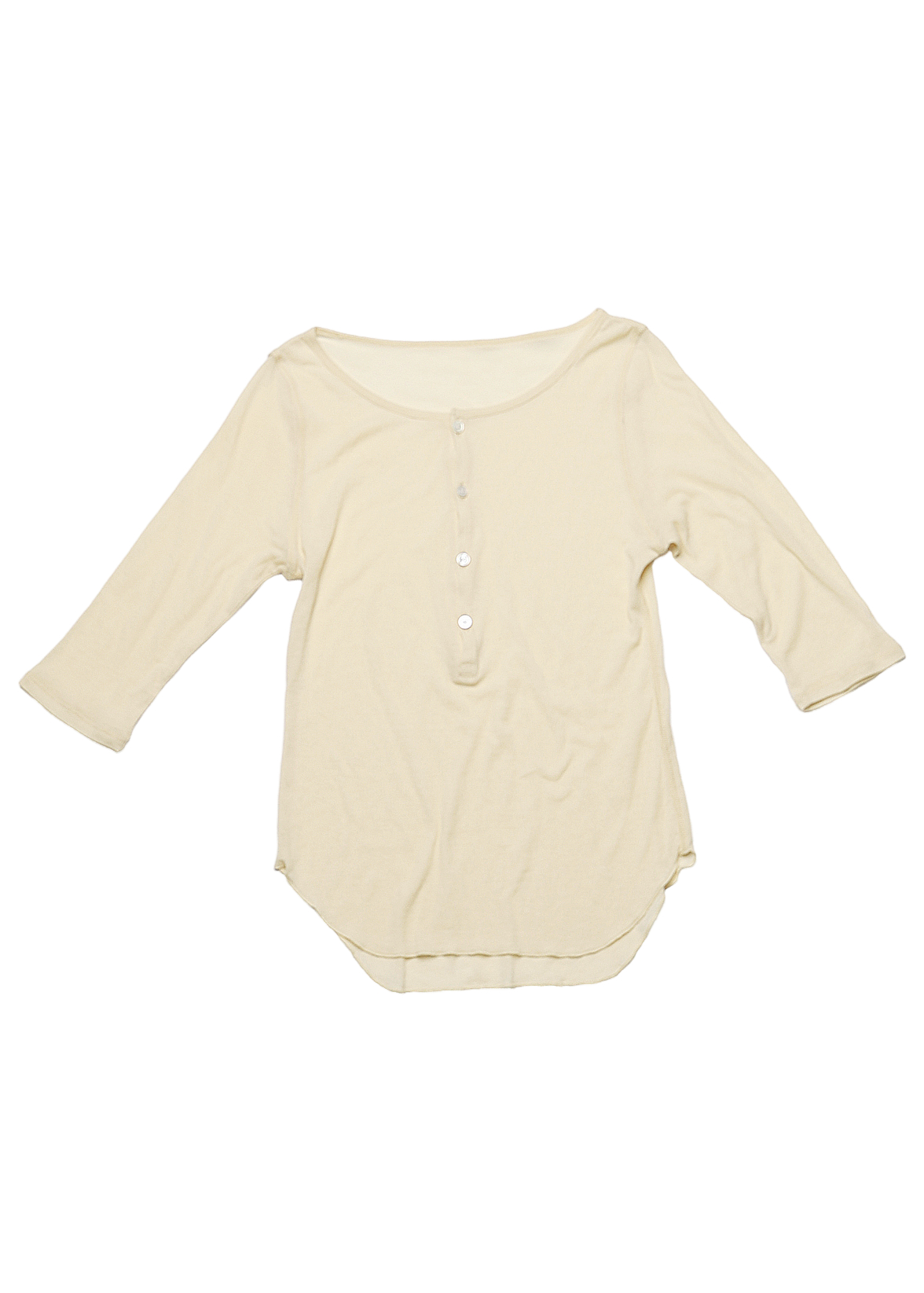 Sheer Hi-Twist Rib Jersey Henry Neck T サイズ: F, カラー: イエロー