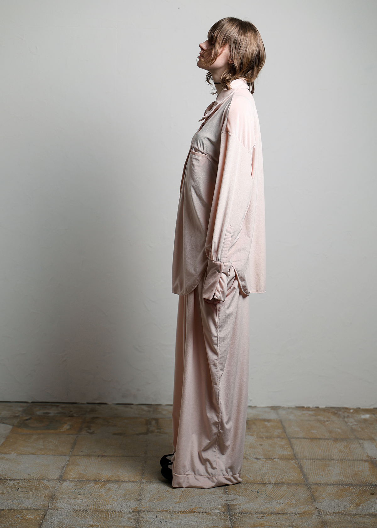 Sheer Velours Easy Pants サイズ: F, カラー: ブルー