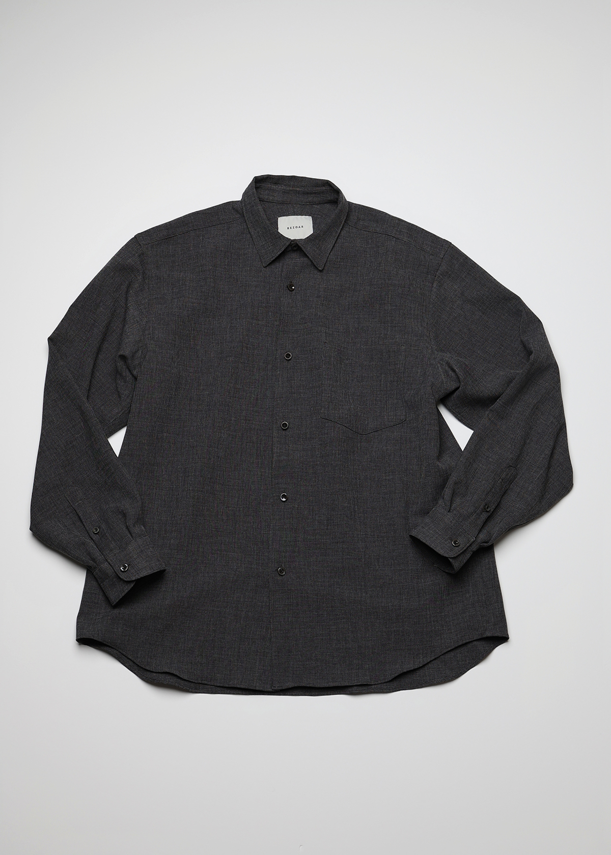 Dry Melange Dobby Chidori Dress Shirts サイズ: F, カラー: チャコール