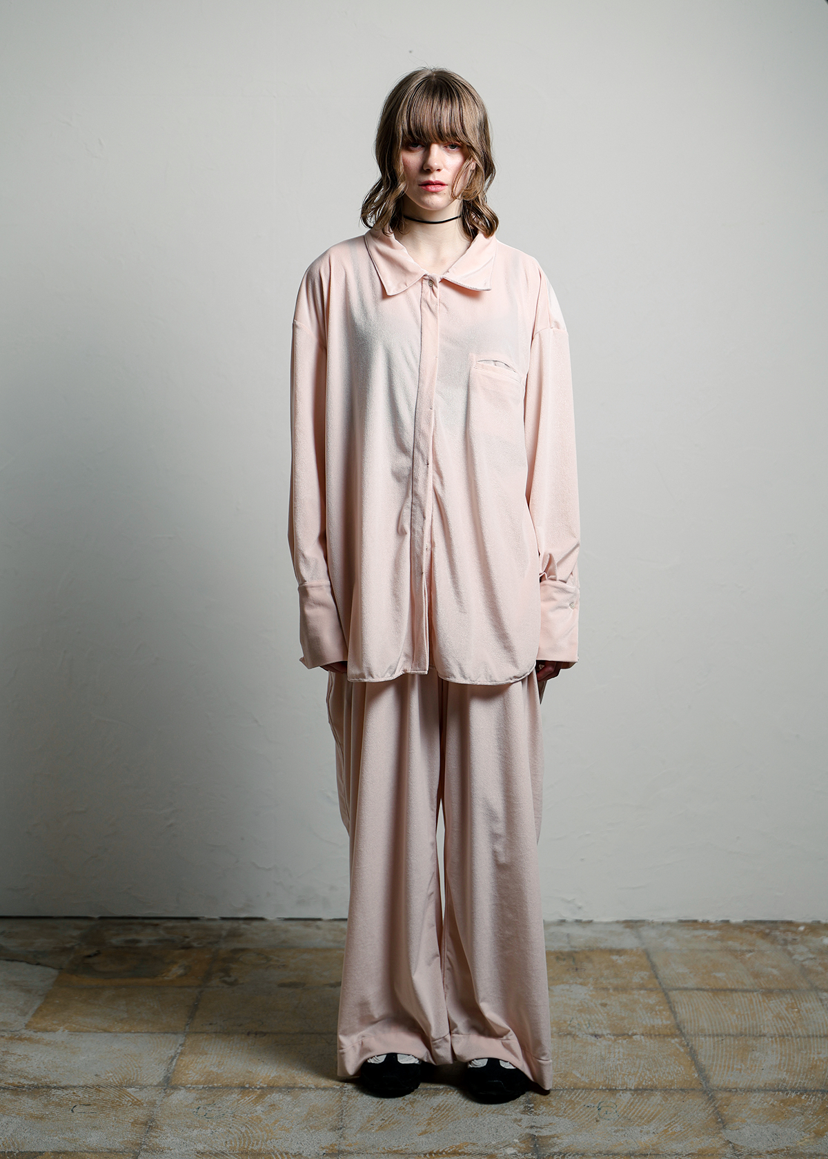 Sheer Velours Easy Pants サイズ: F, カラー: ブルー