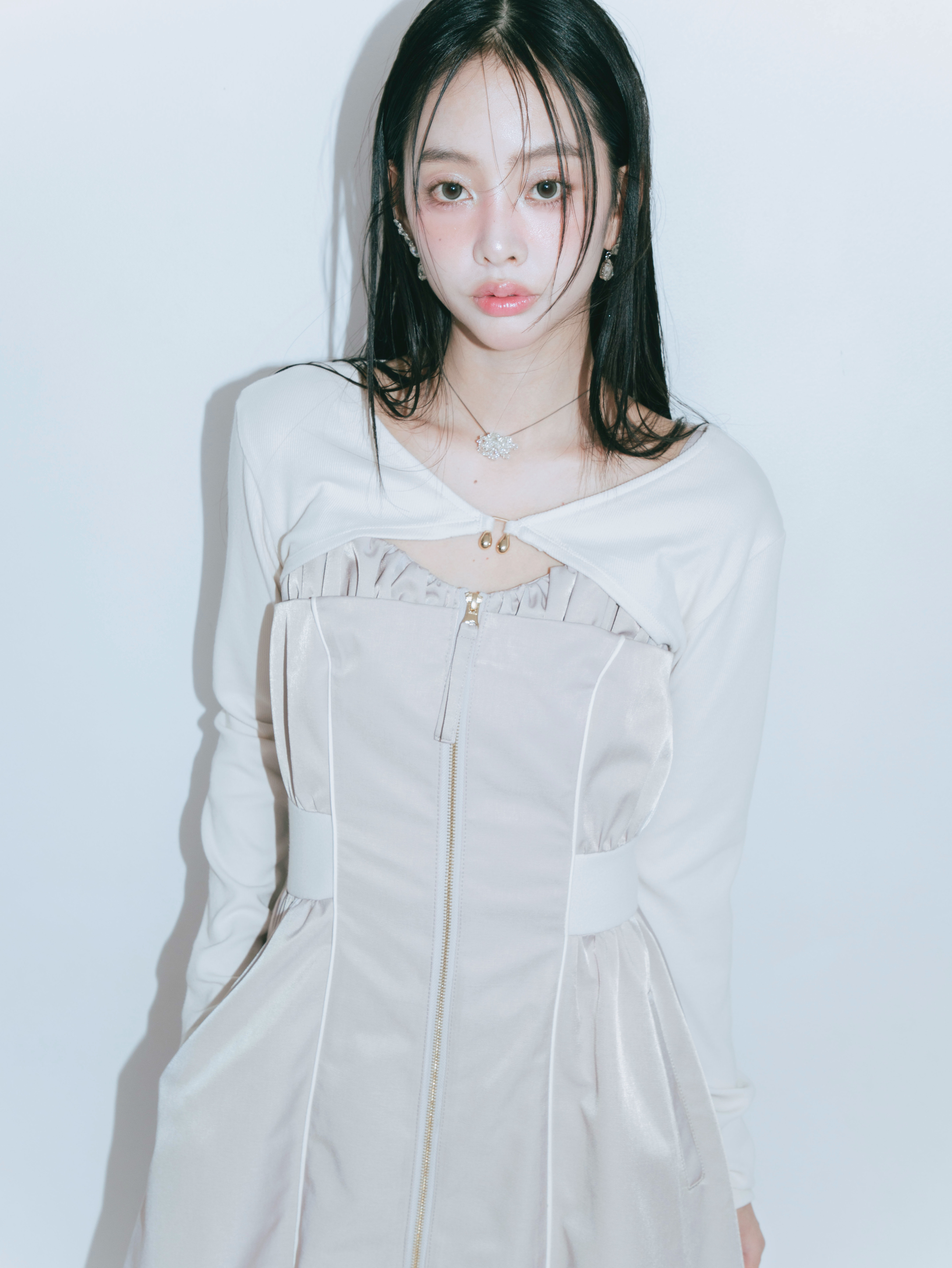 【JOUR by Crayme,】Front Zip Line Dress Set