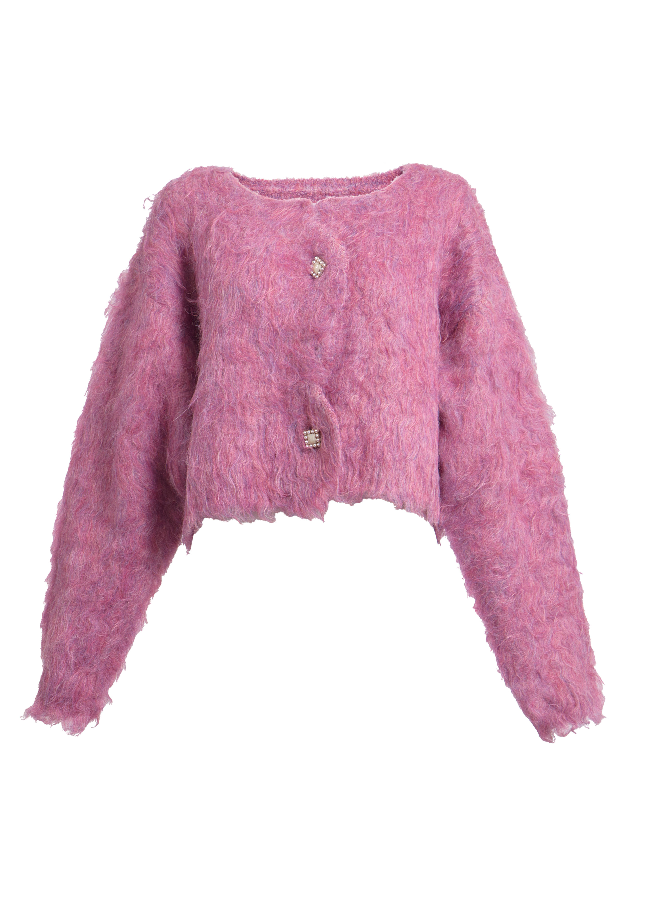 Scallop Shaggy Knit Cardigan