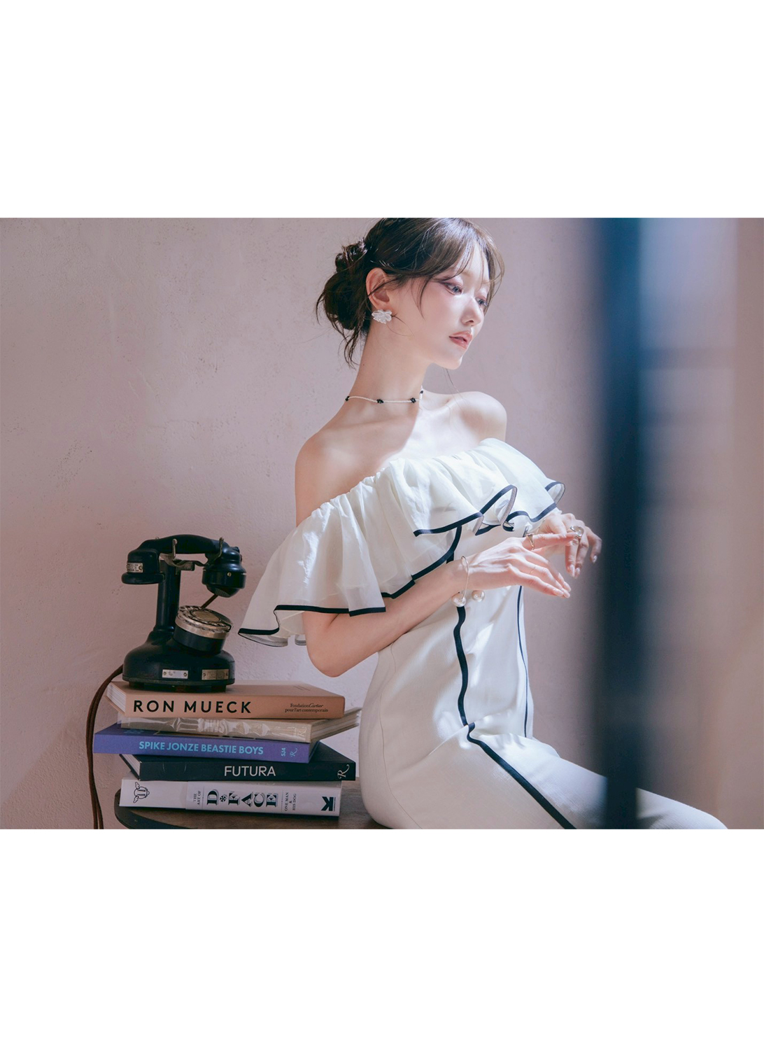 Sheer Frill Piping Dress