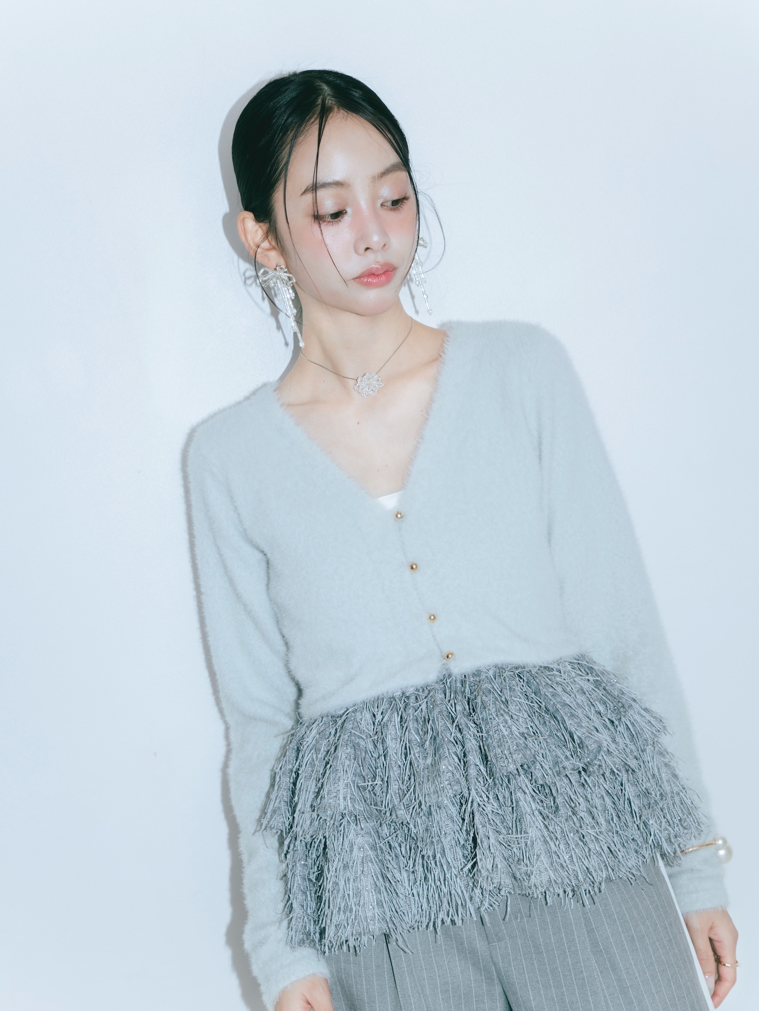 【JOUR by Crayme,】Fringe Peplum Cardigan