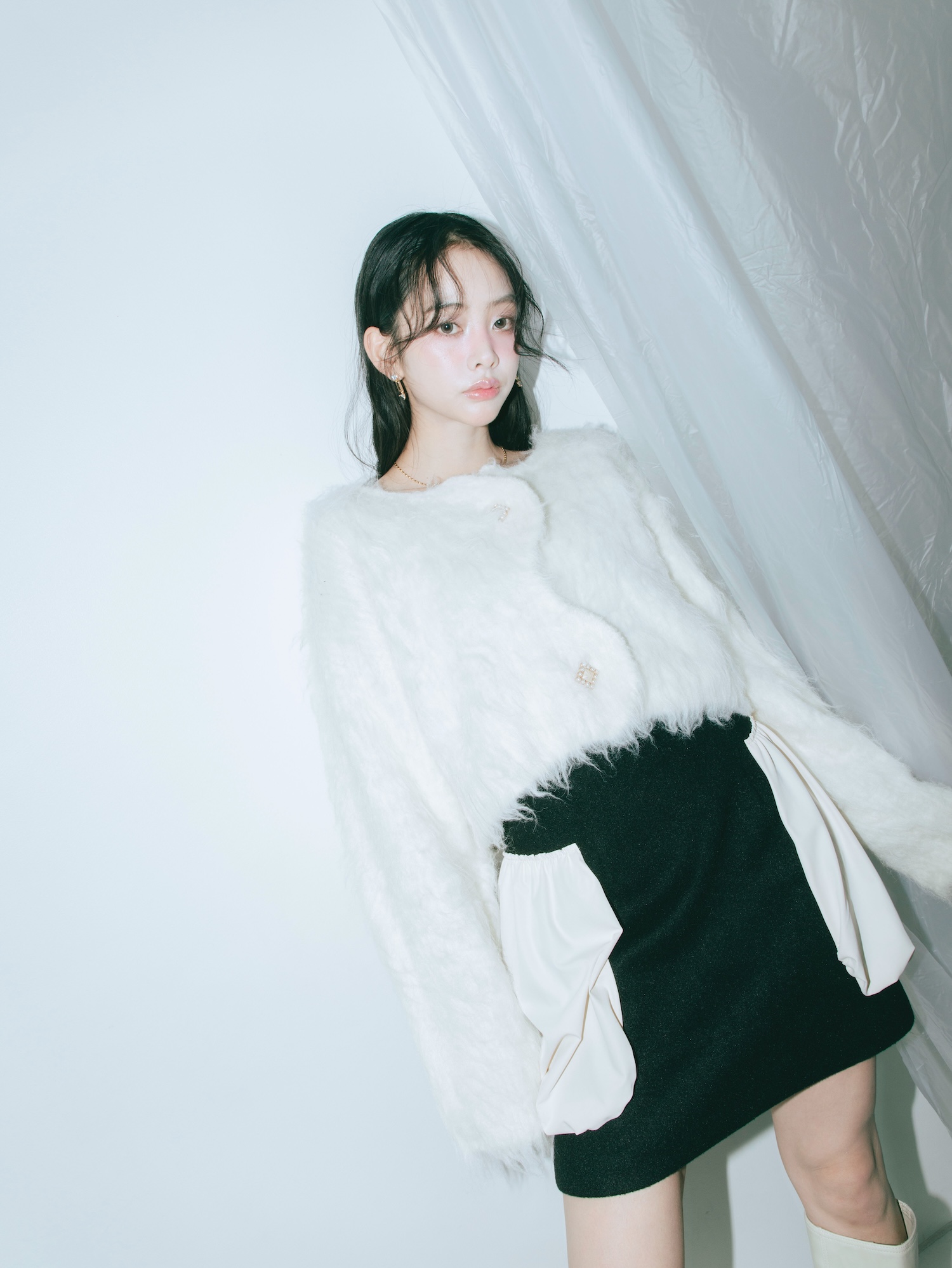 Scallop Shaggy Knit Cardigan