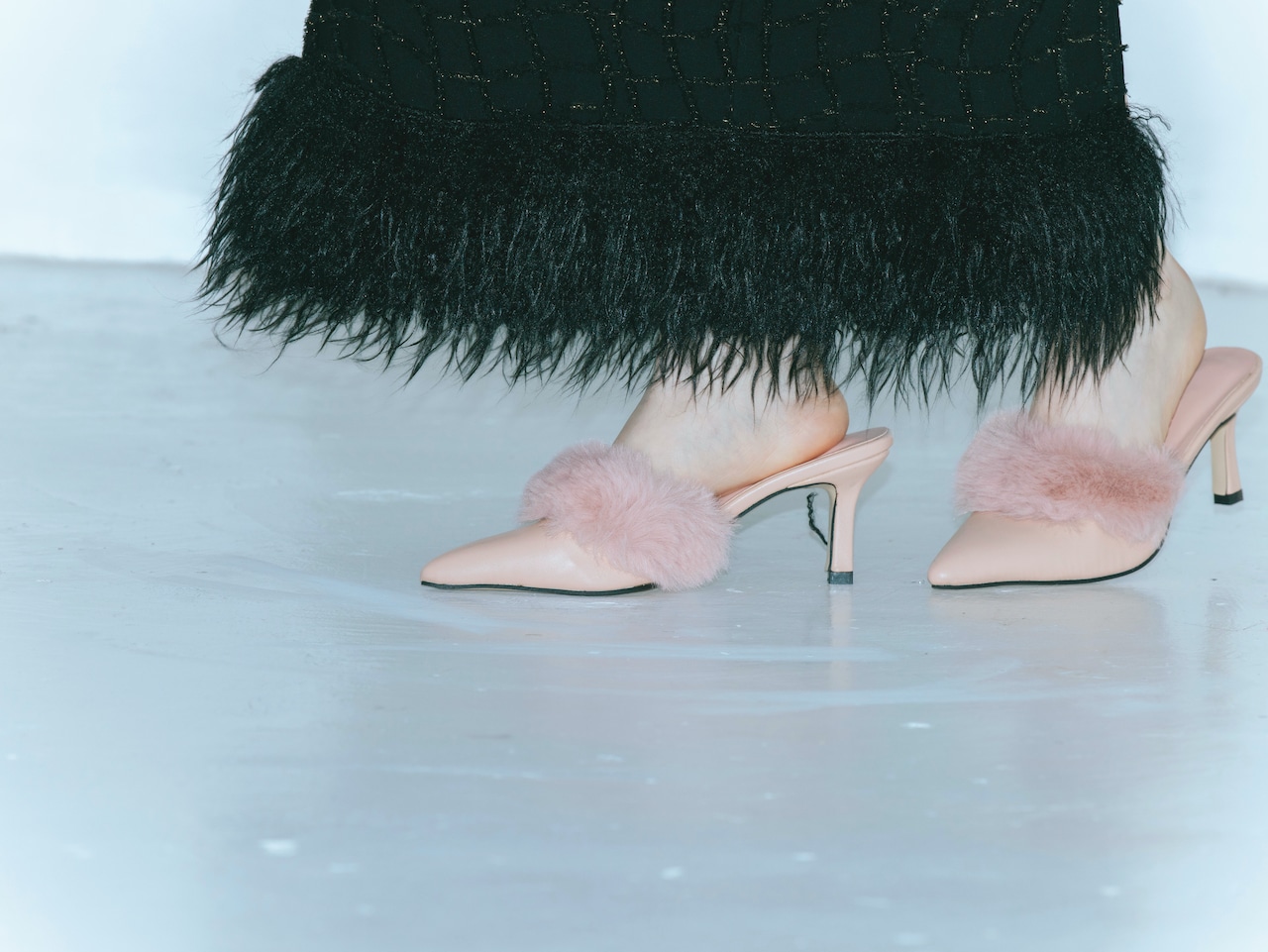 Fur Pointed Toe Mule