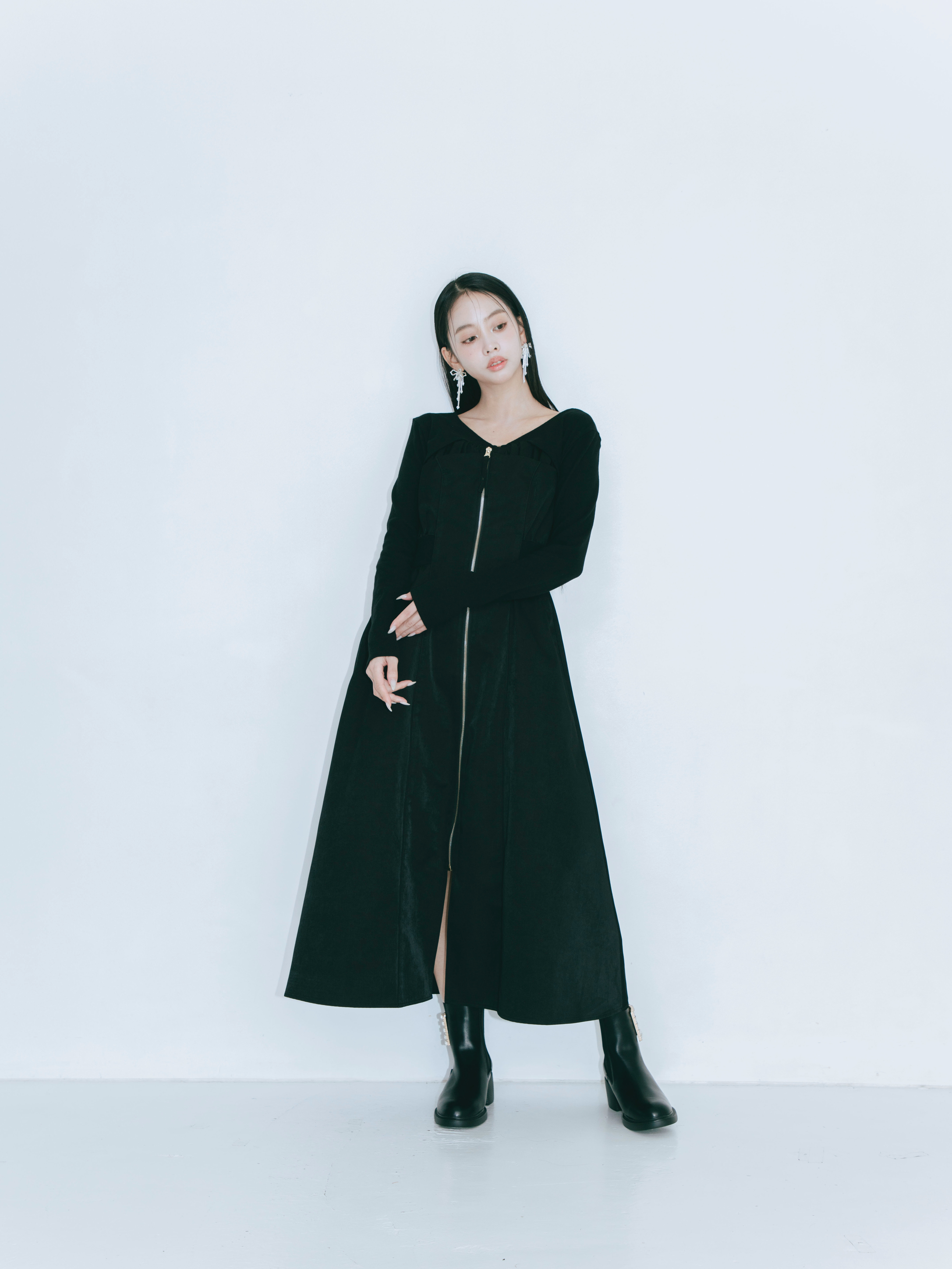【JOUR by Crayme,】Front Zip Line Dress Set