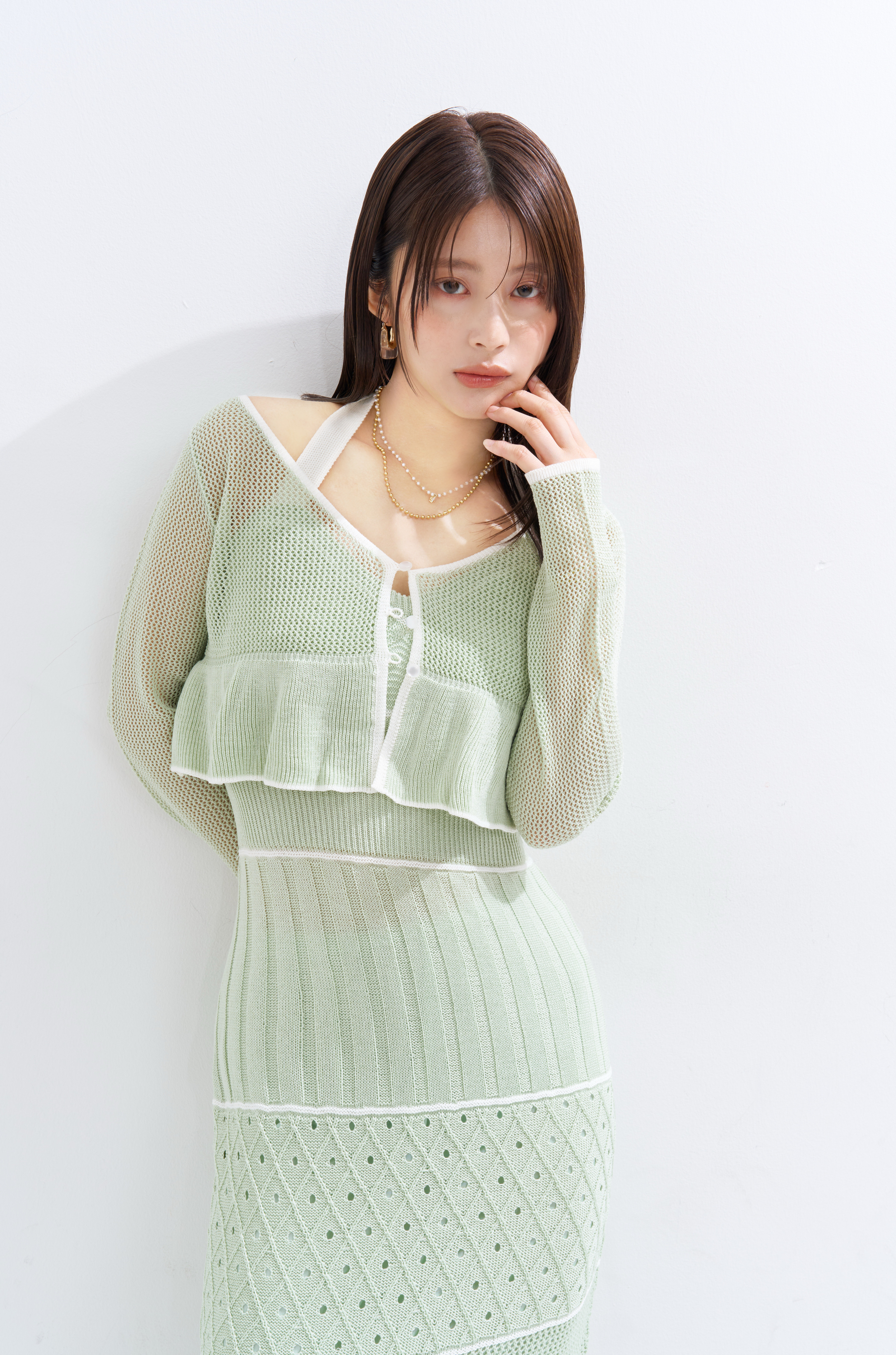 【JOUR by Crayme,】Crochet Knit Dress Set