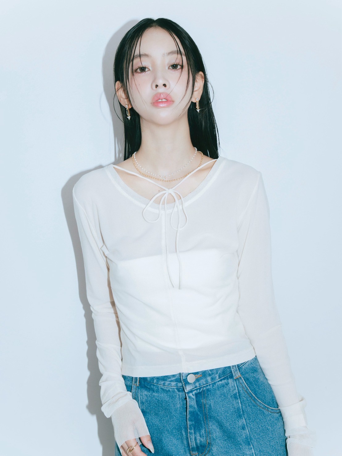 【JOUR by Crayme,】Mix Sheer Tops