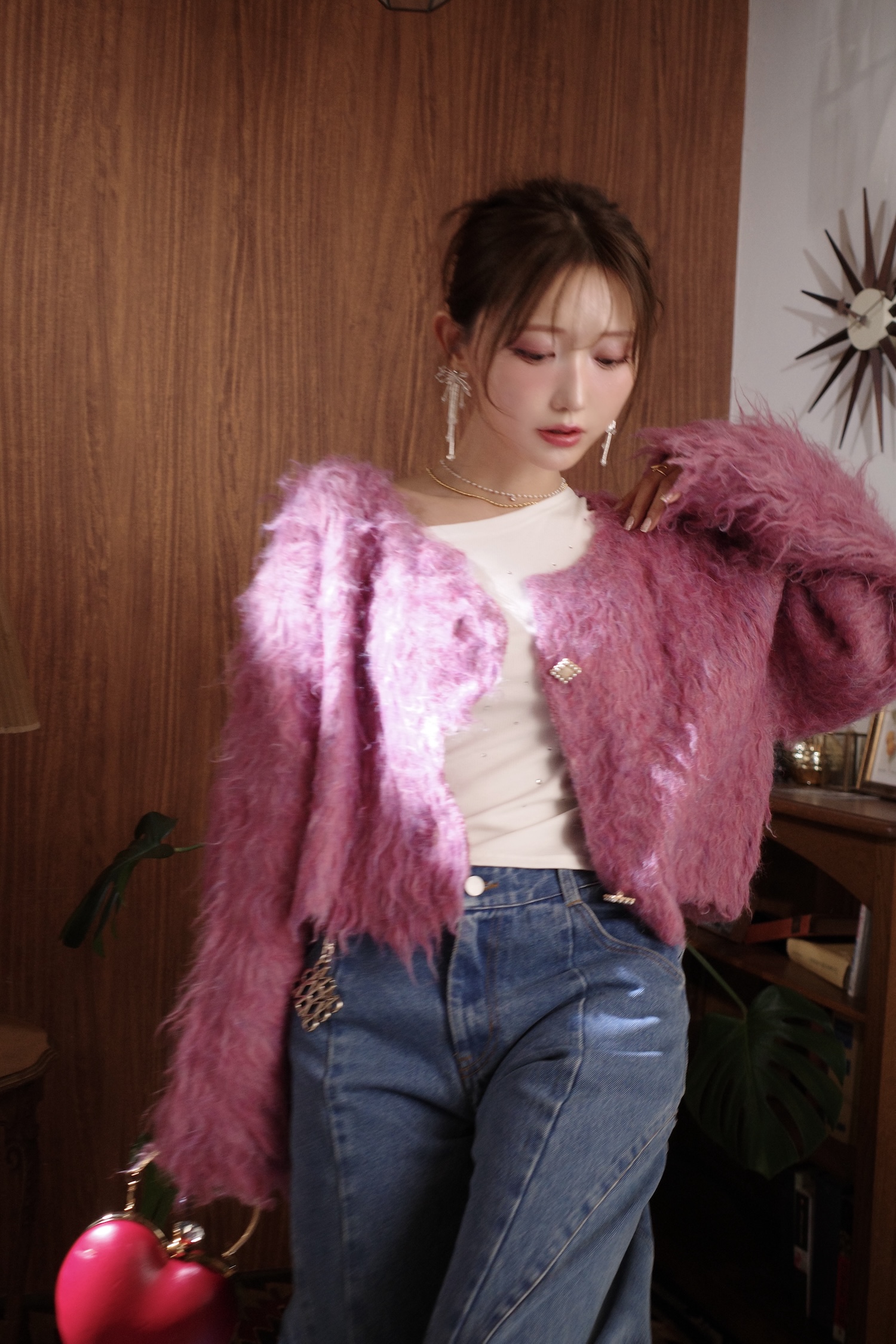 Scallop Shaggy Knit Cardigan