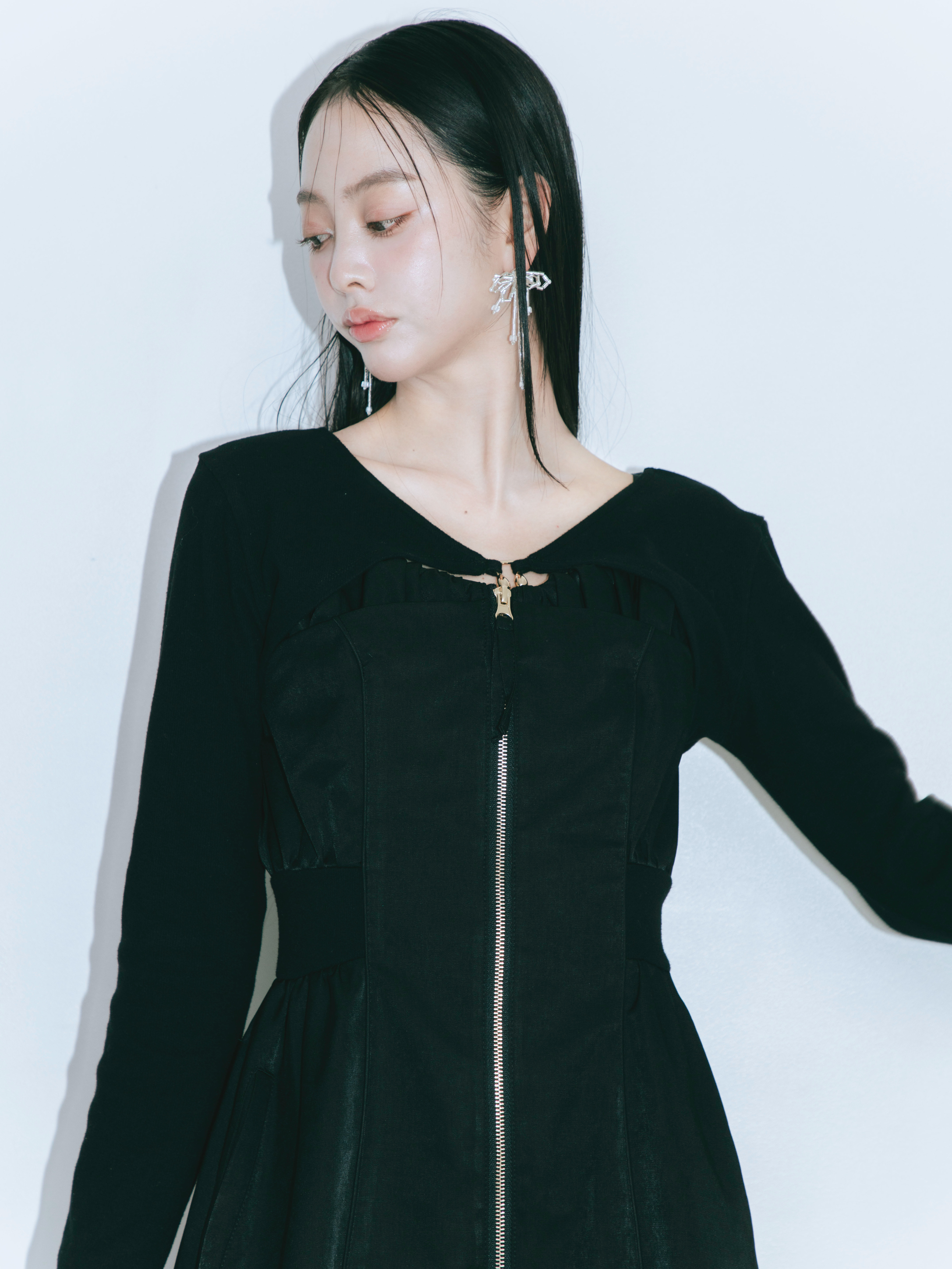 【JOUR by Crayme,】Front Zip Line Dress Set